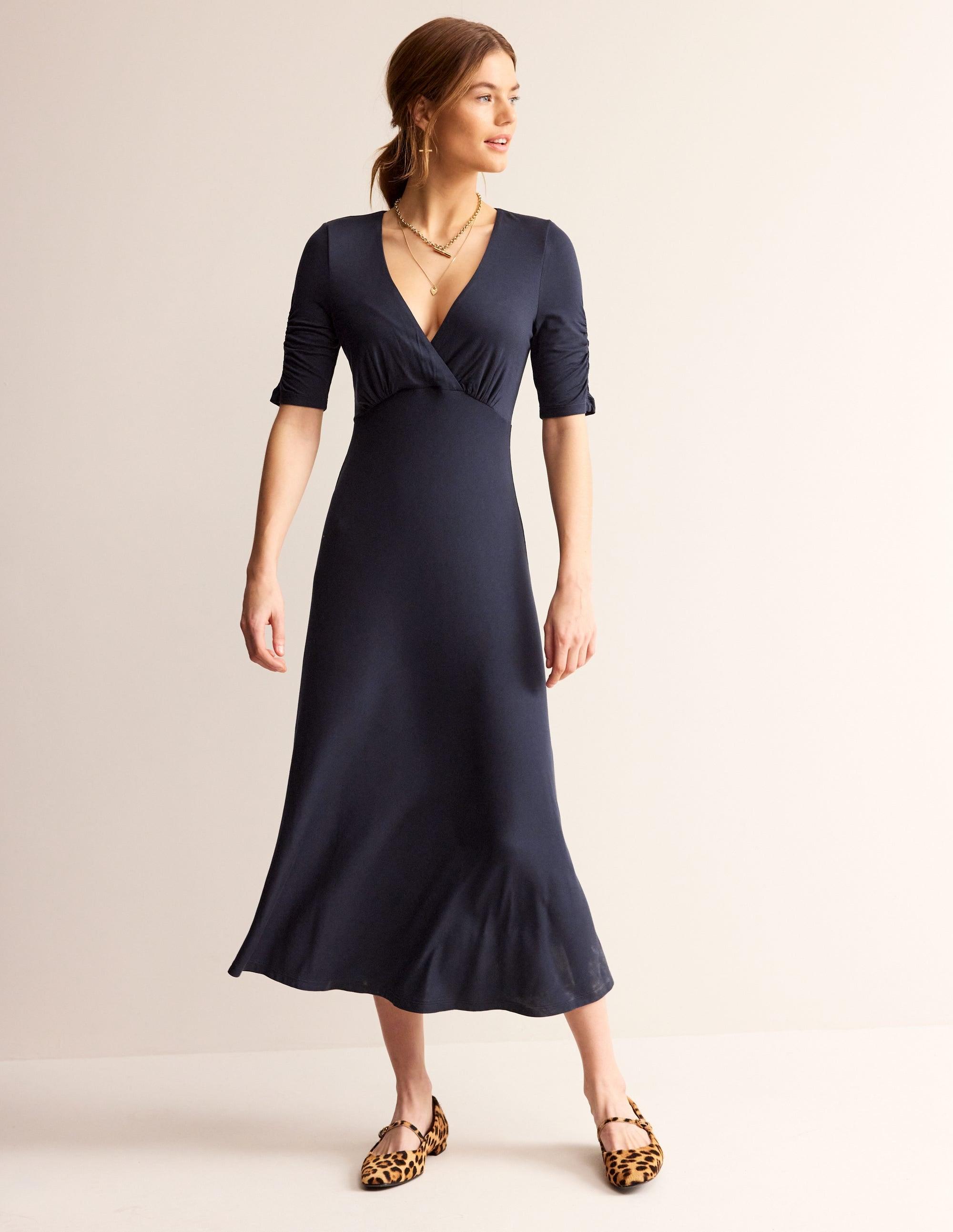 Boden Rebecca Jersey Midi Tea Dress in Blue | Lyst UK