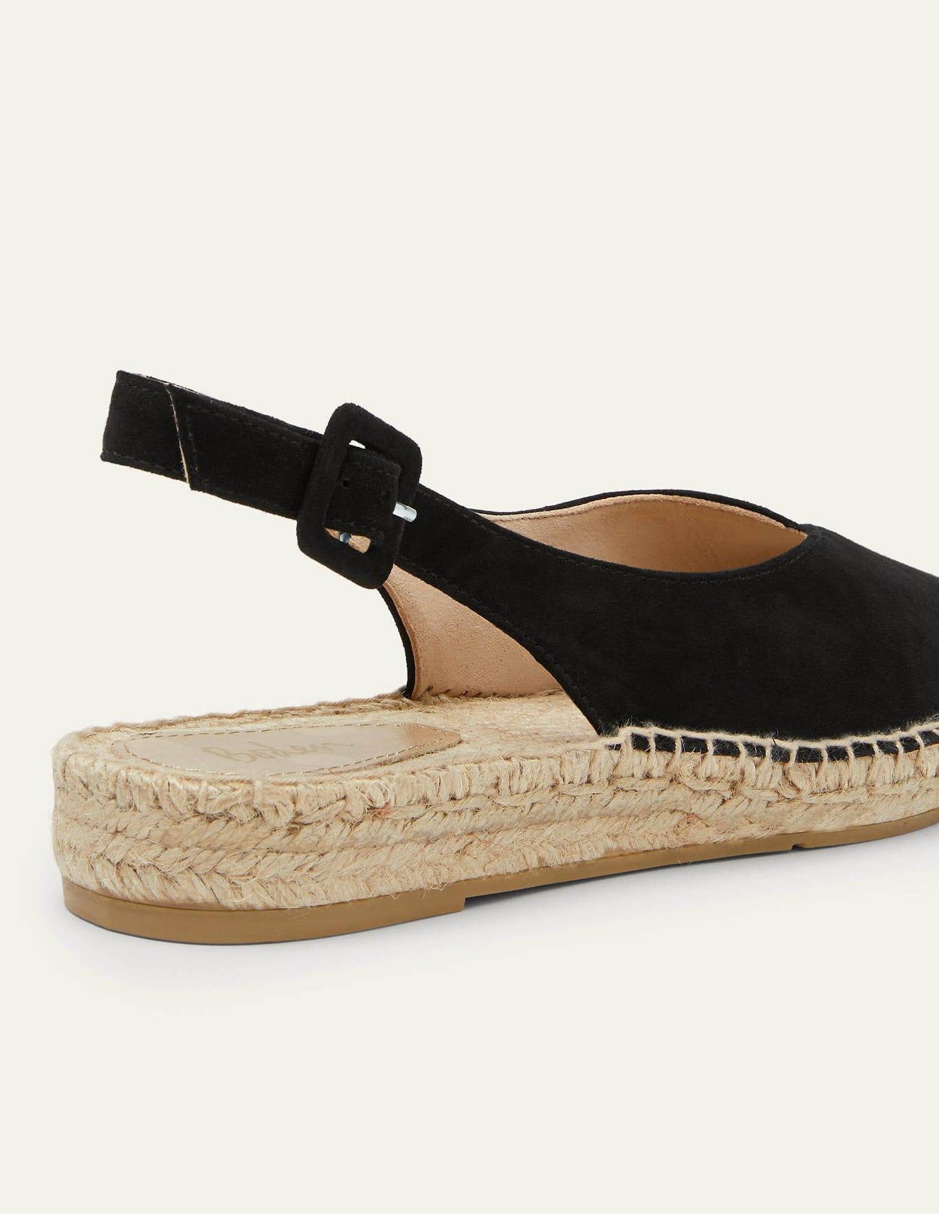 Boden Linen Slingback Espadrille Sandals in Black | Lyst