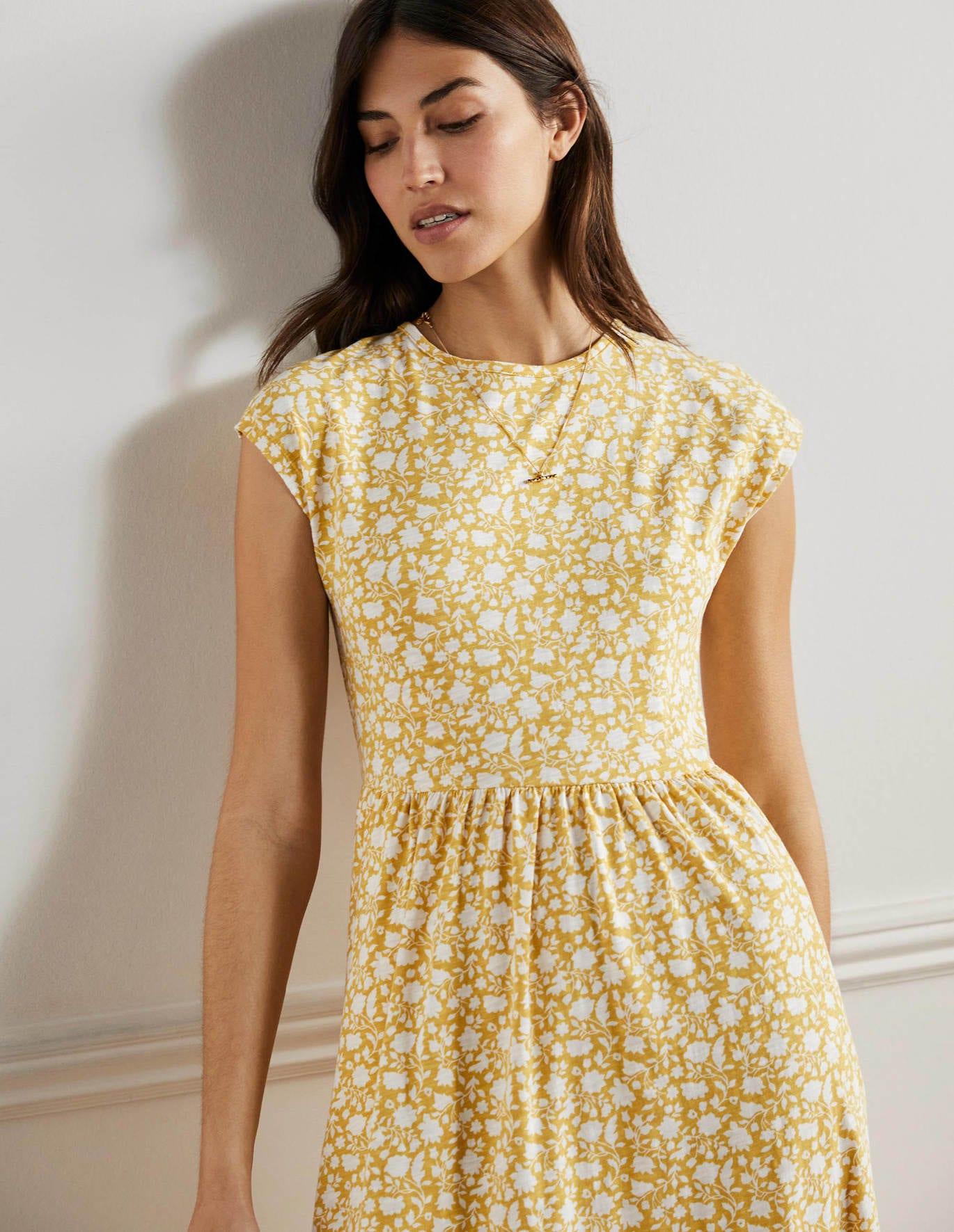 Boden Easy T shirt Midi Dress Butter Botanic Silhouette in Yellow Lyst