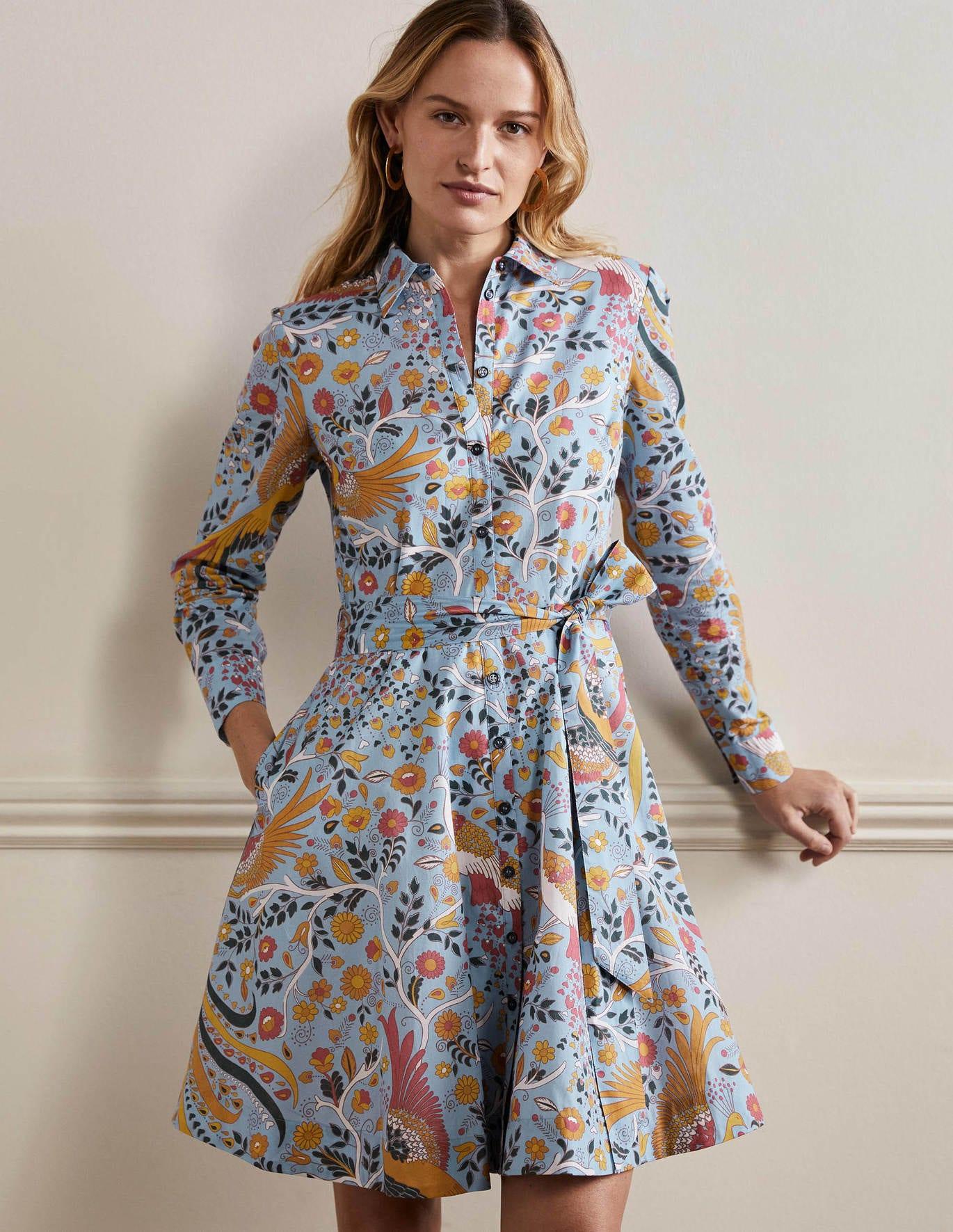 boden kitty shirt dress Boden Kitty Midi Shirt Dress French , Scenic Meadow , French , Scenic Meadow in Blue