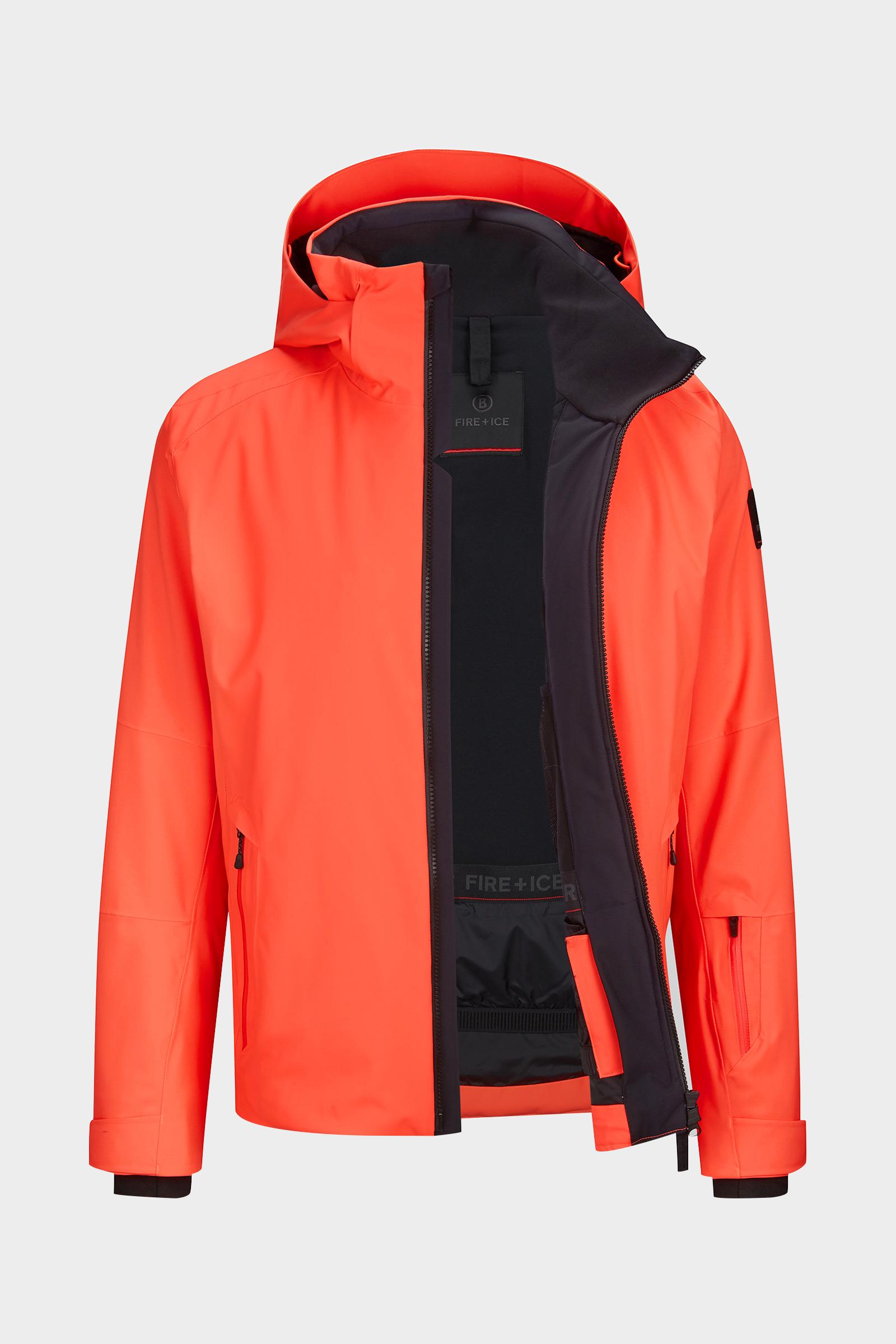 neon orange ski jacket