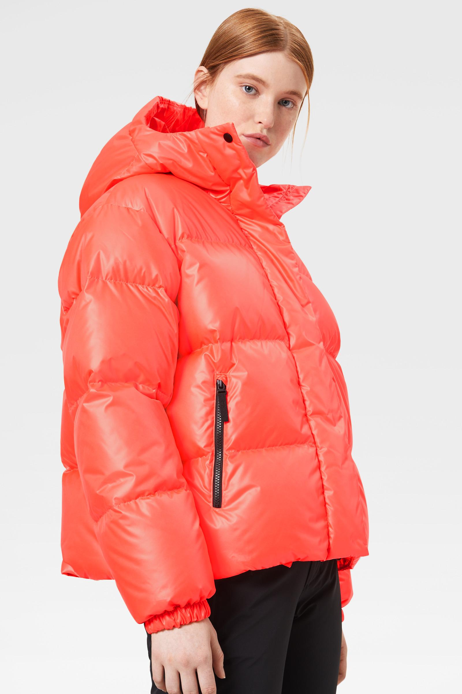 neon orange ski jacket