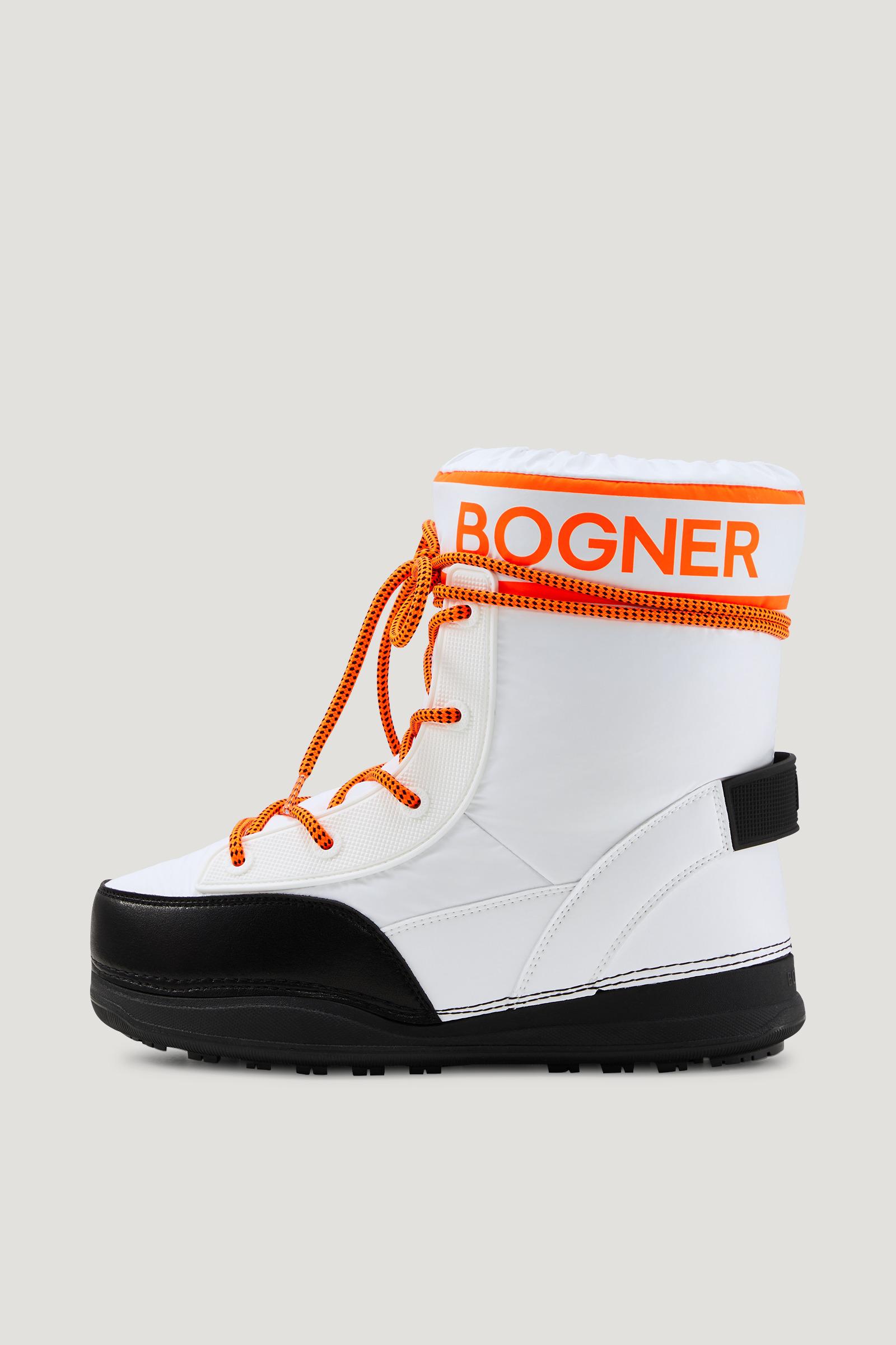orange snow boots