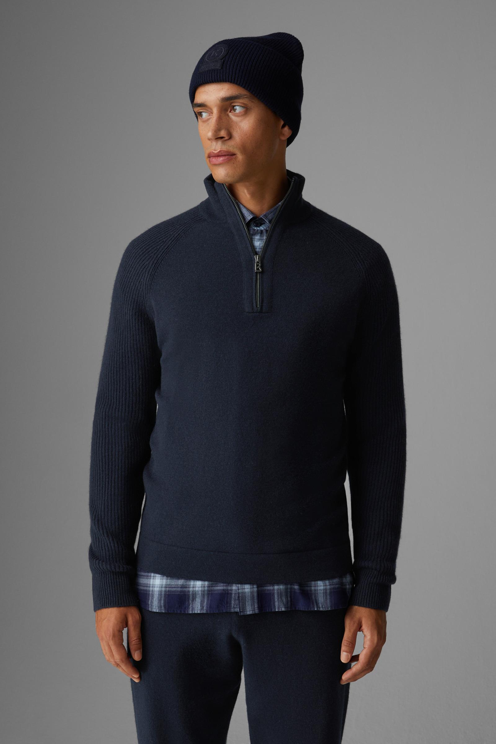 Bogner Dash Half-zipper Knitted Pullover in Blue for Men | Lyst
