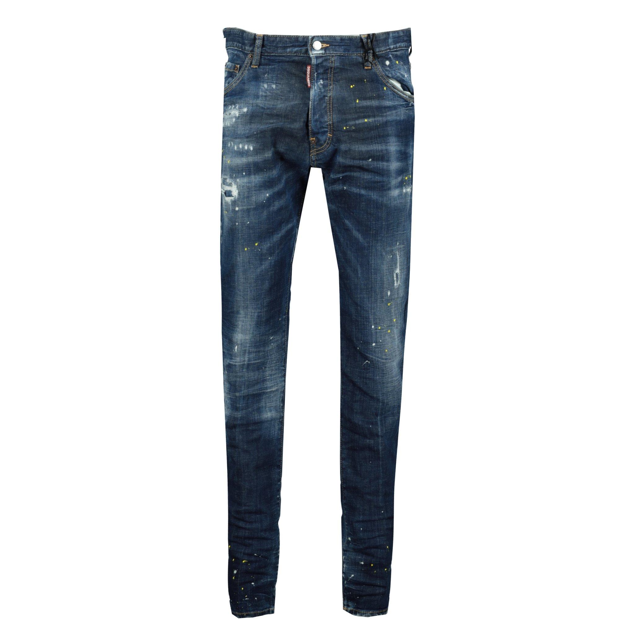 DSquared² Denim Cool Guy Yellow Paint Slim Fit Jeans in Blue for Men - Lyst