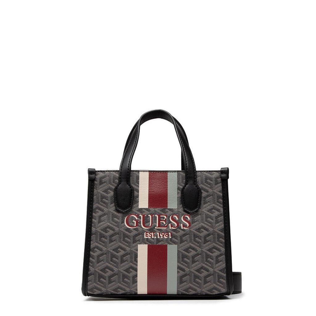 Guess Silvana Monogram Faux Leather Bag in Black