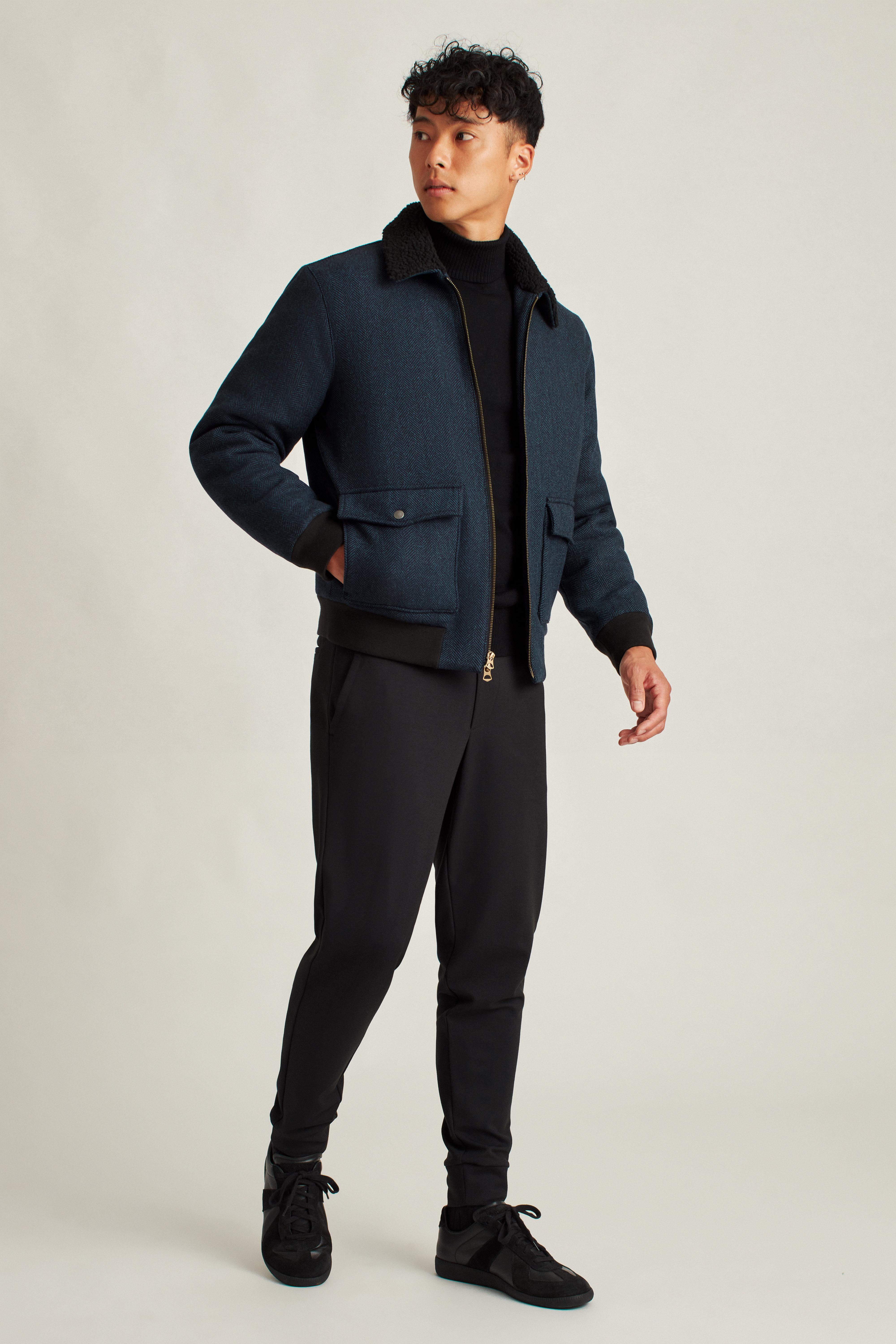 Bonobos Sherpa Collar Wool Bomber in Blue for Men Lyst