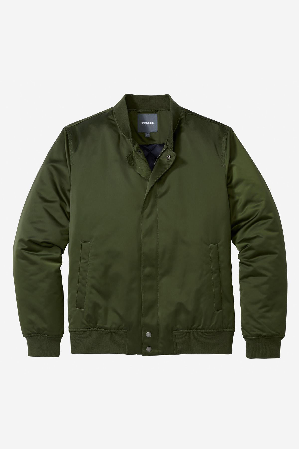 Bonobos Synthetic The Quilted Boulevard Bomber Jacket in Military Green ...
