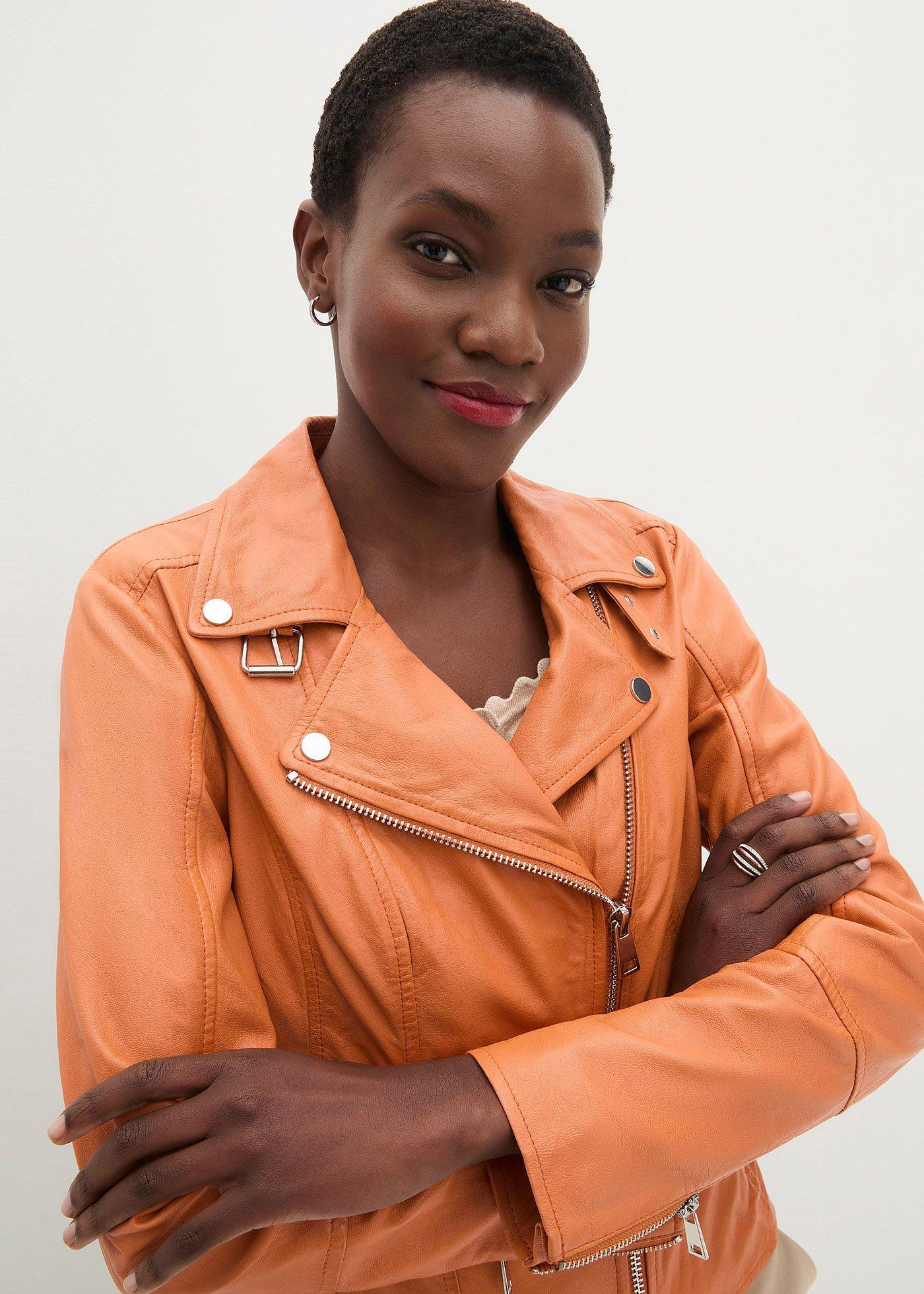 Leder Jacke Lederjacke Damen Curry HOT Orange Leichte Damen