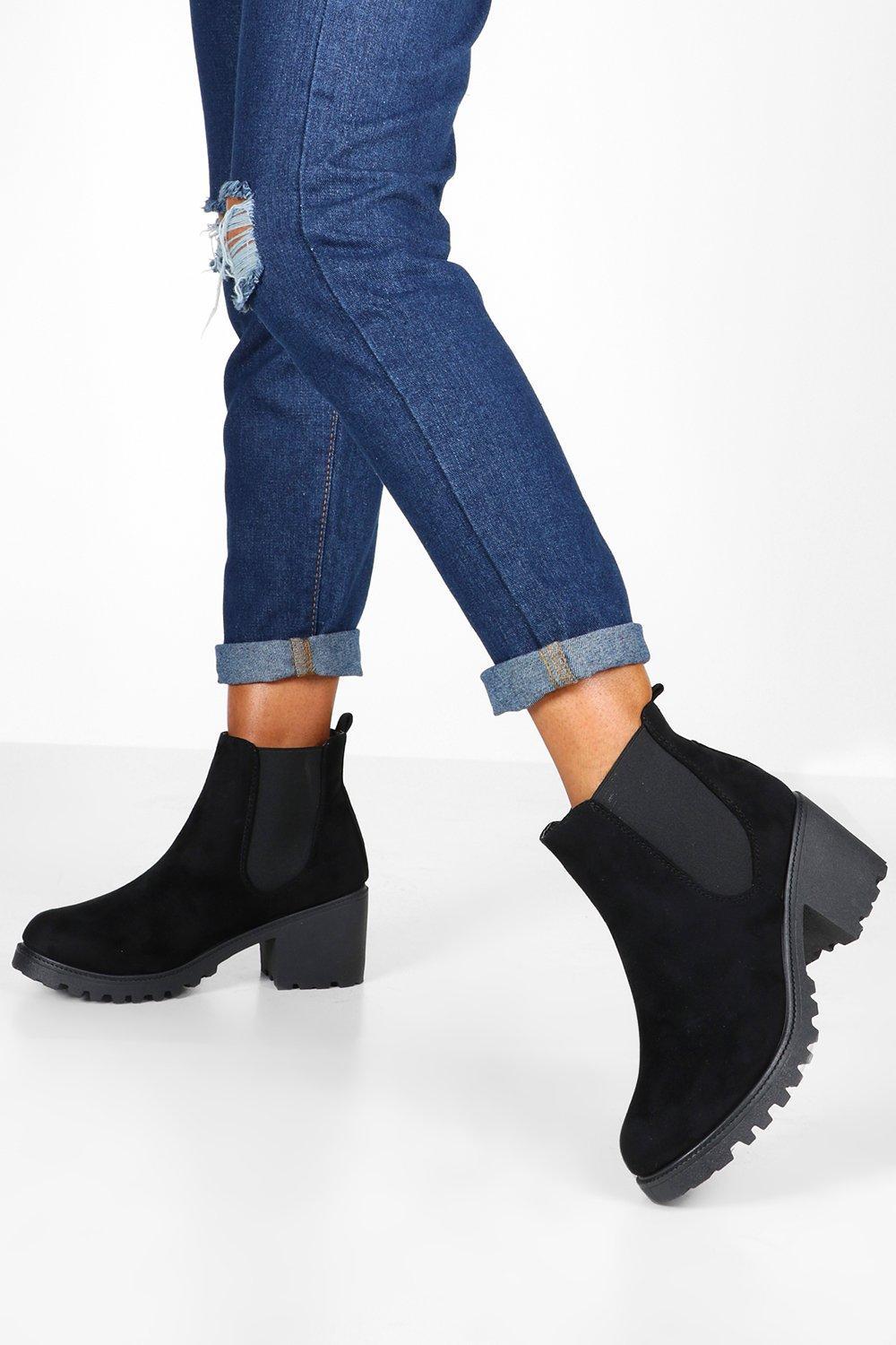 chunky chelsea boots boohoo