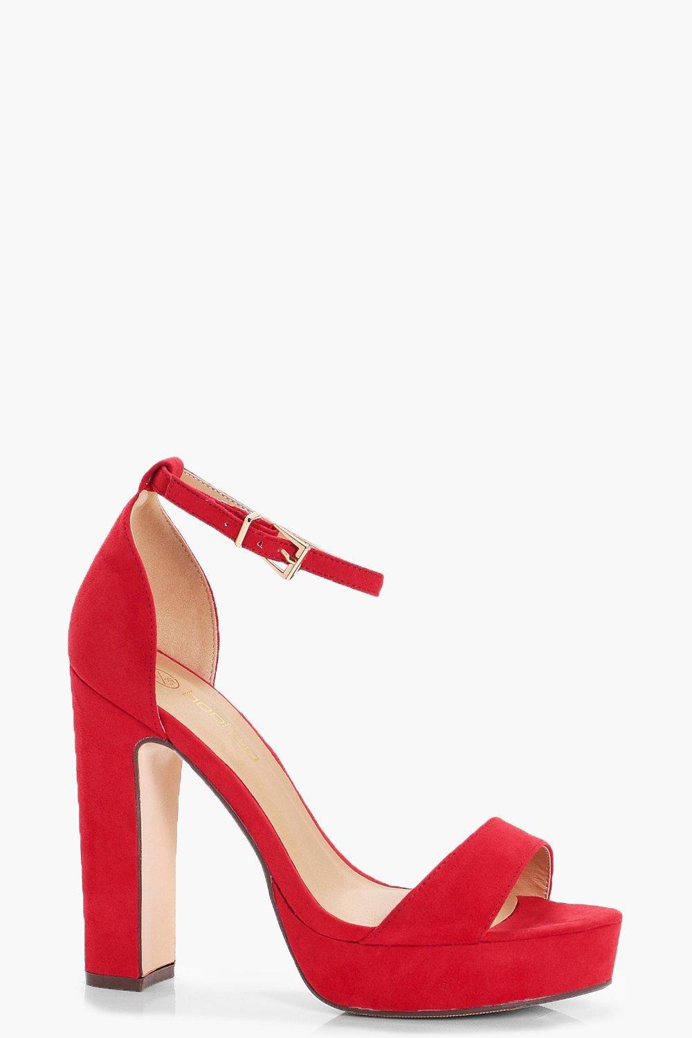 wide red heels