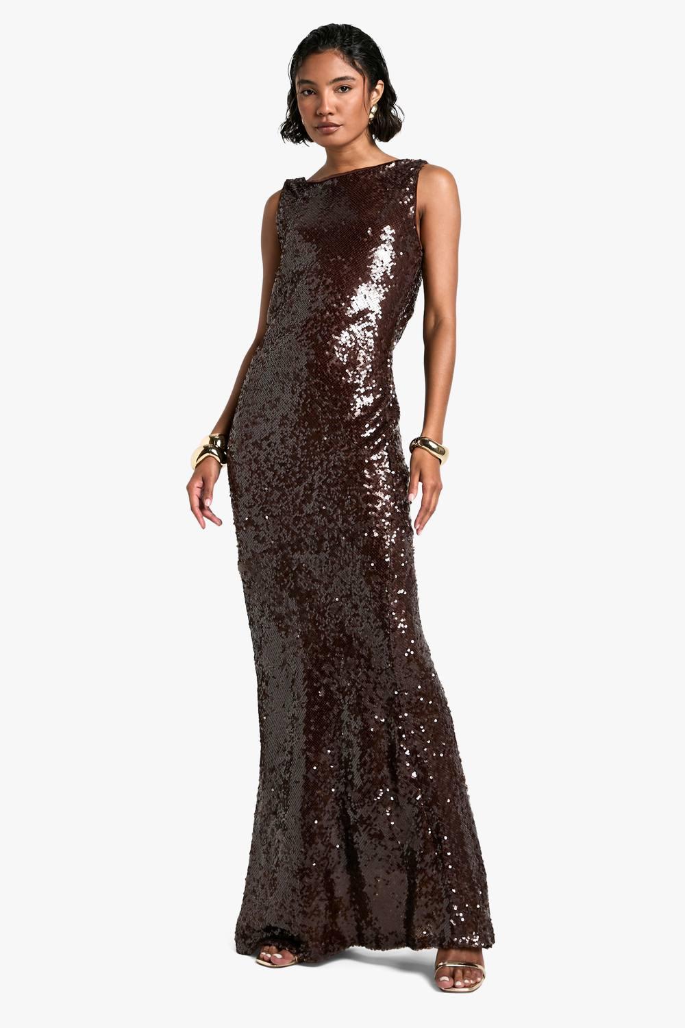 boohoo tall sequin dress Black Tall Velvet Sequin Bardot Maxi Dress