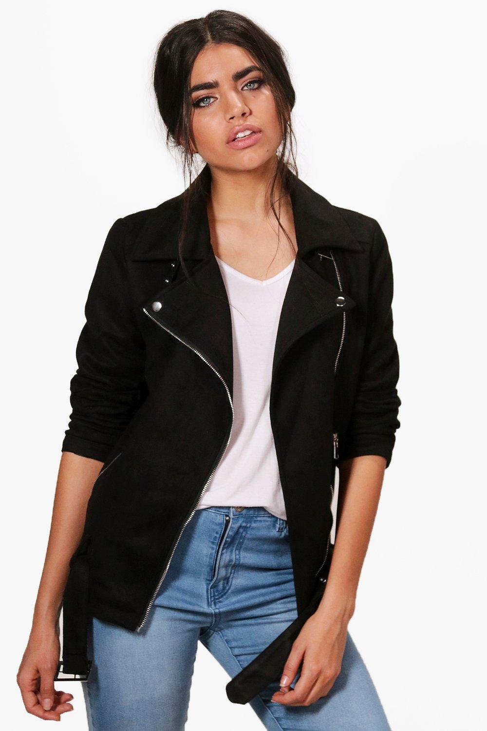 longline suede biker jacket
