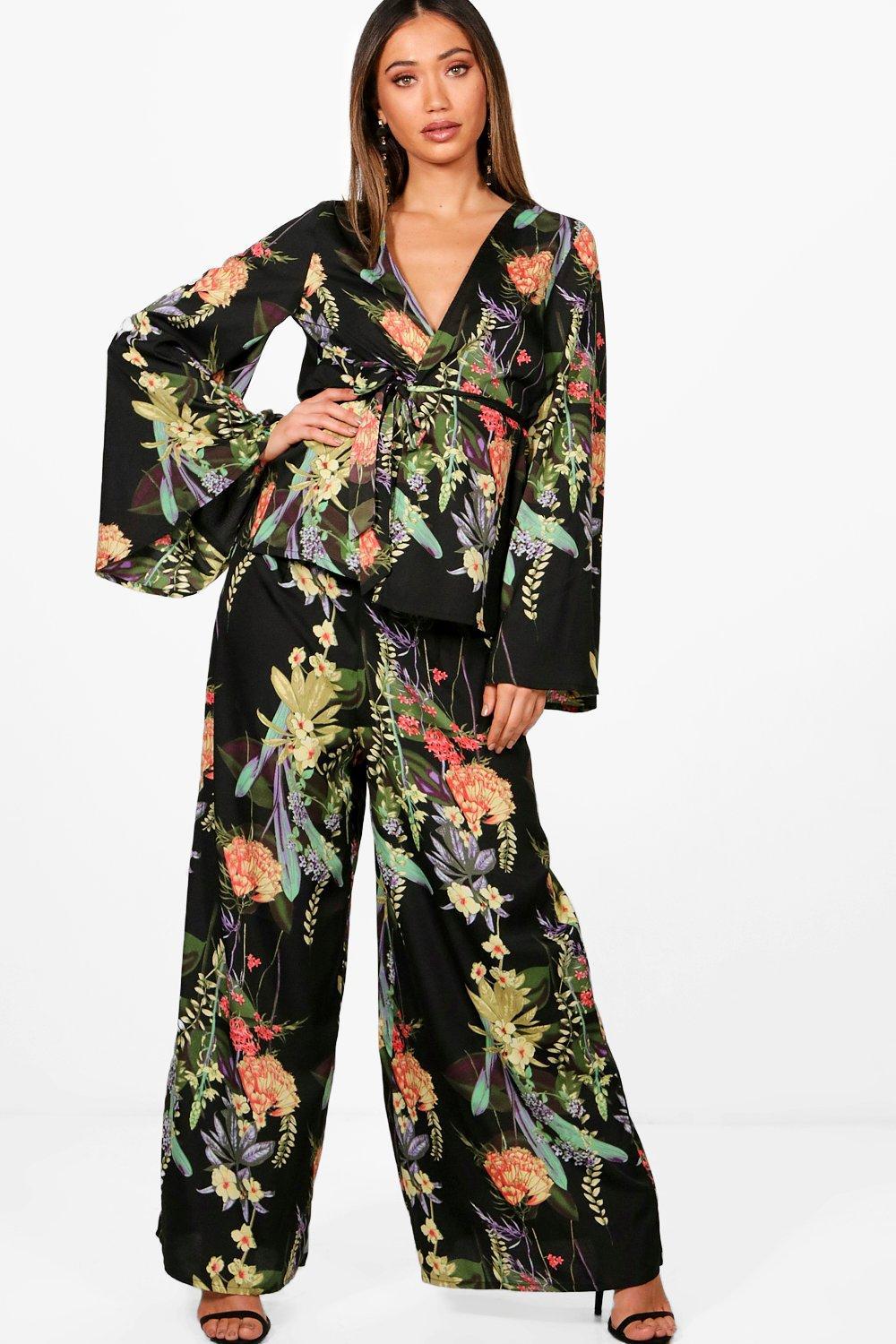 Boohoo Ana Floral Wide Leg Trouser And 