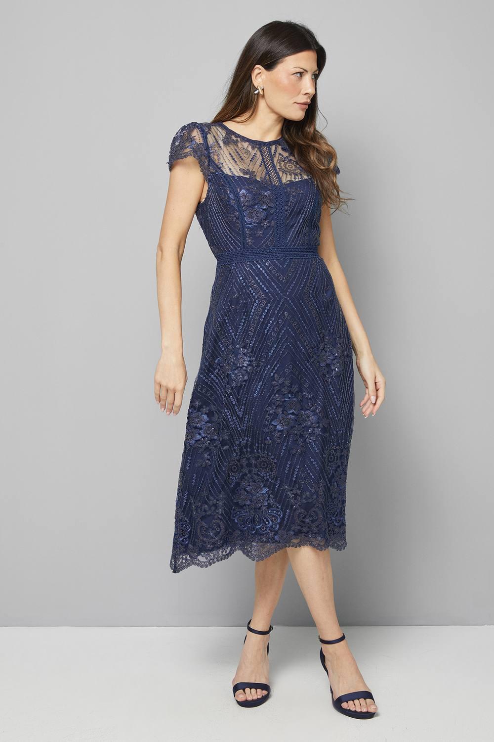 embroidered mesh fit and flare dress Katia Rae Juniors' Embroidered Lace Mesh Fit & Flare Dress
