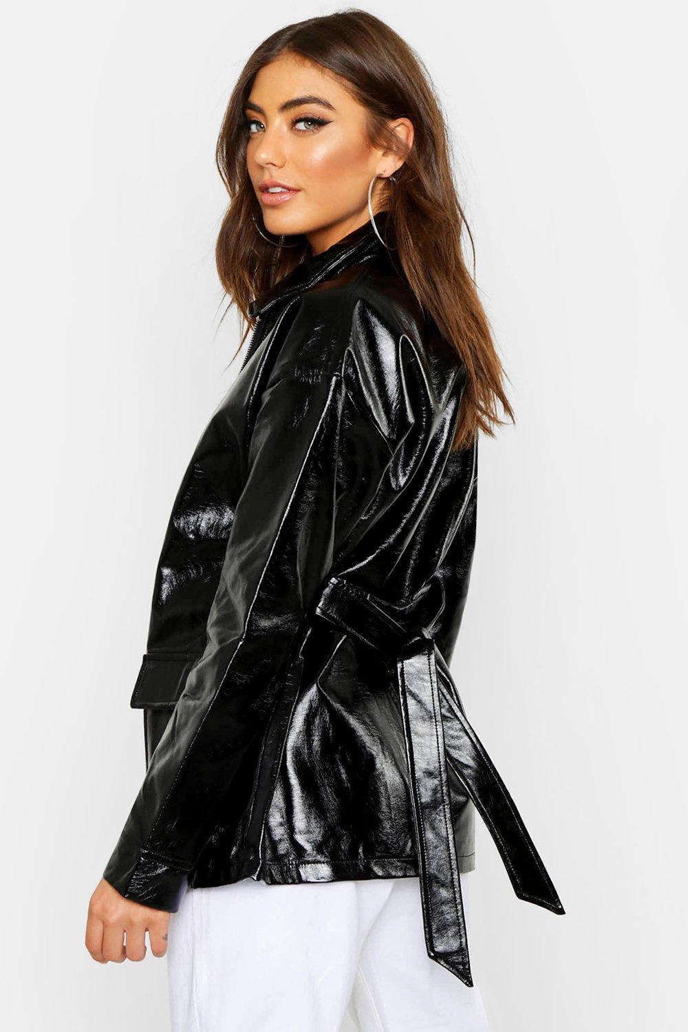 Belted Faux Leather Jacket Promotions