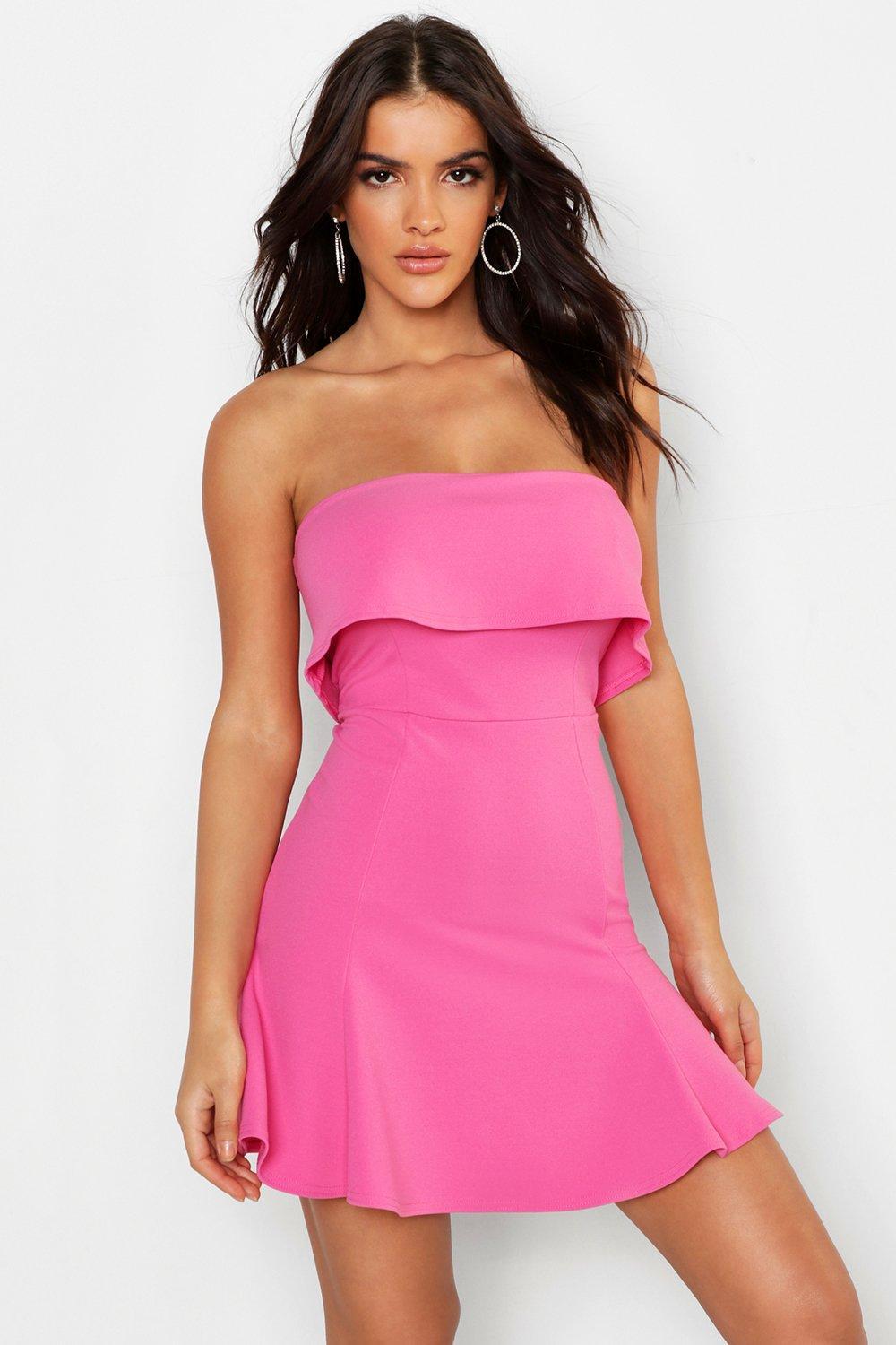 hot pink bandeau dress