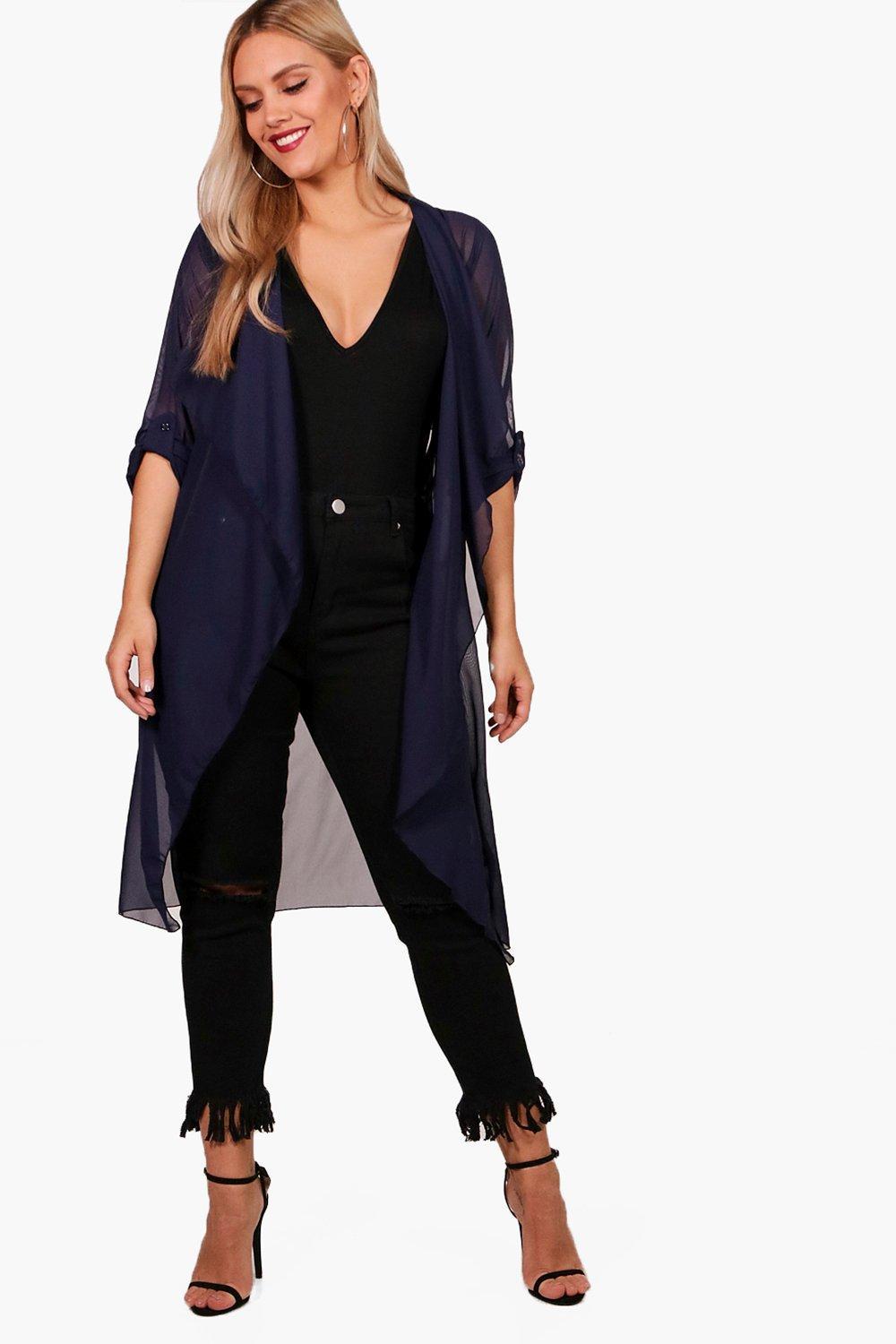 black chiffon duster coat