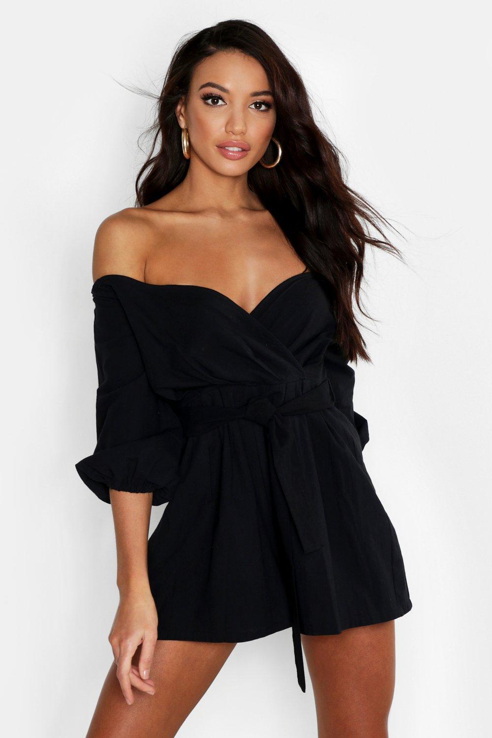 bardot black playsuit