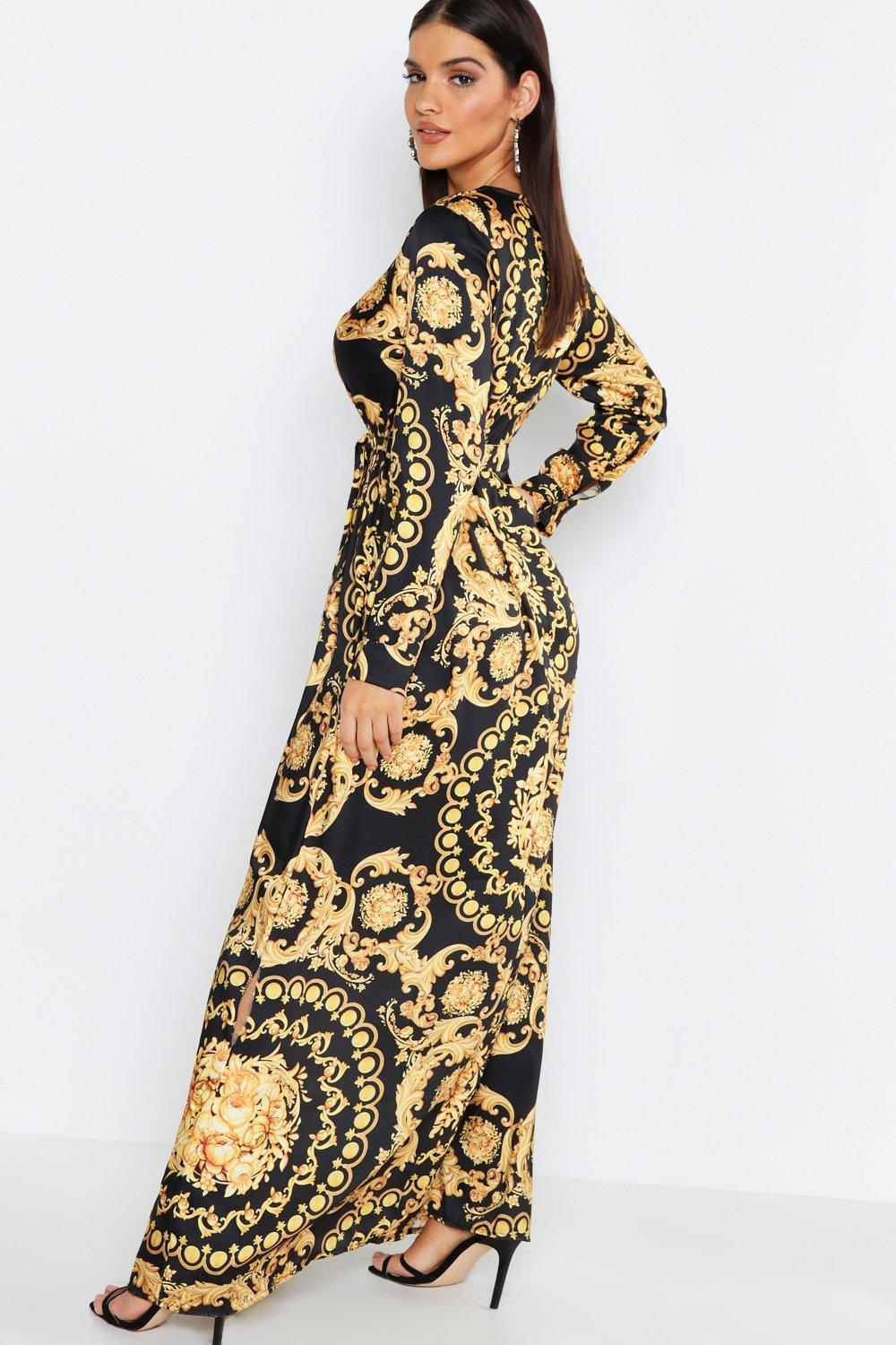 black wrap front maxi dress
