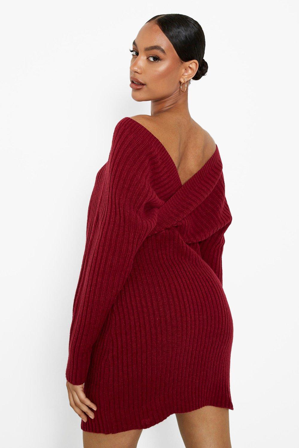 red knit jumper dress