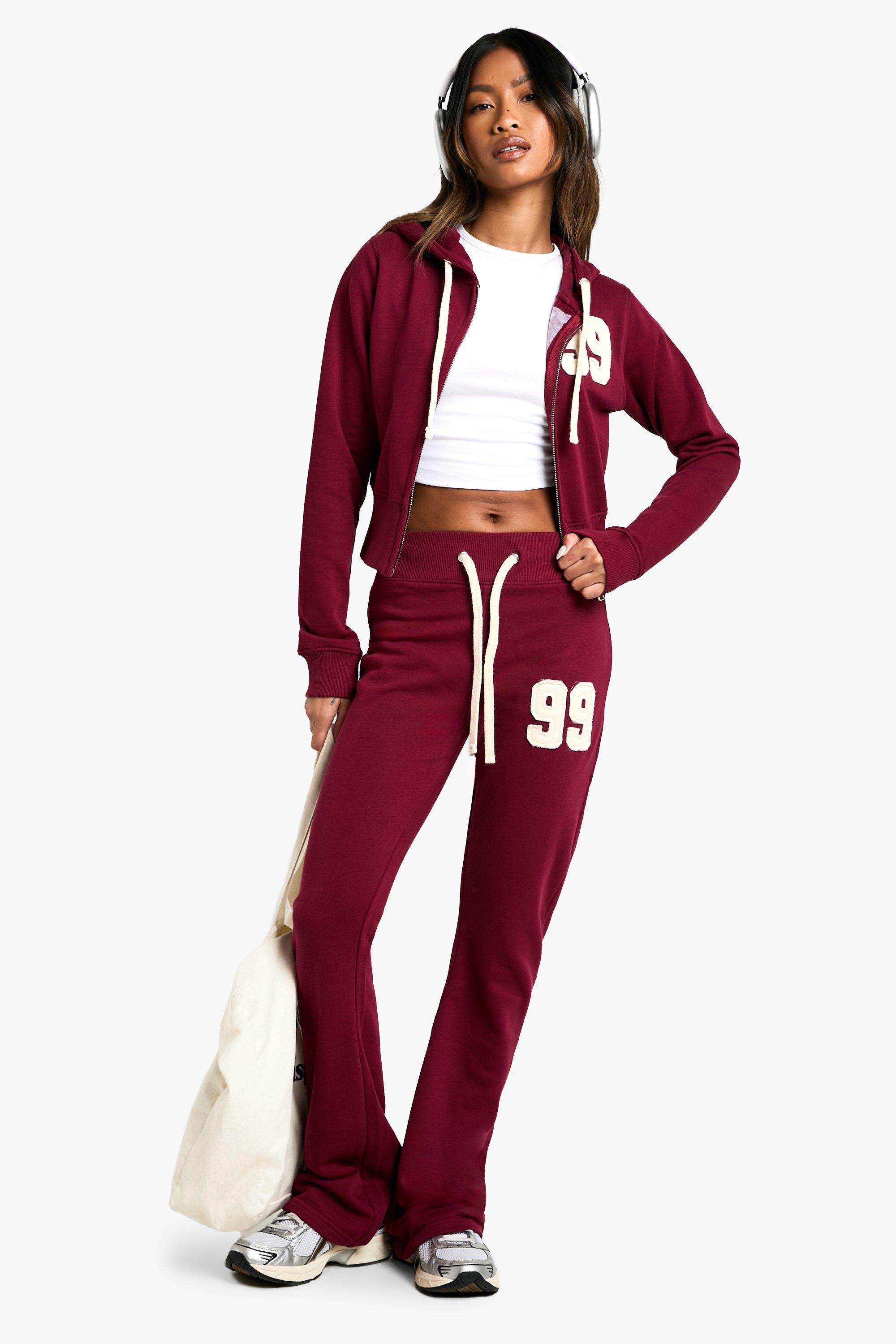 Boohoo 99 Self Fabric Applique Zip Through Shrunken Tracksuit in Red | Lyst