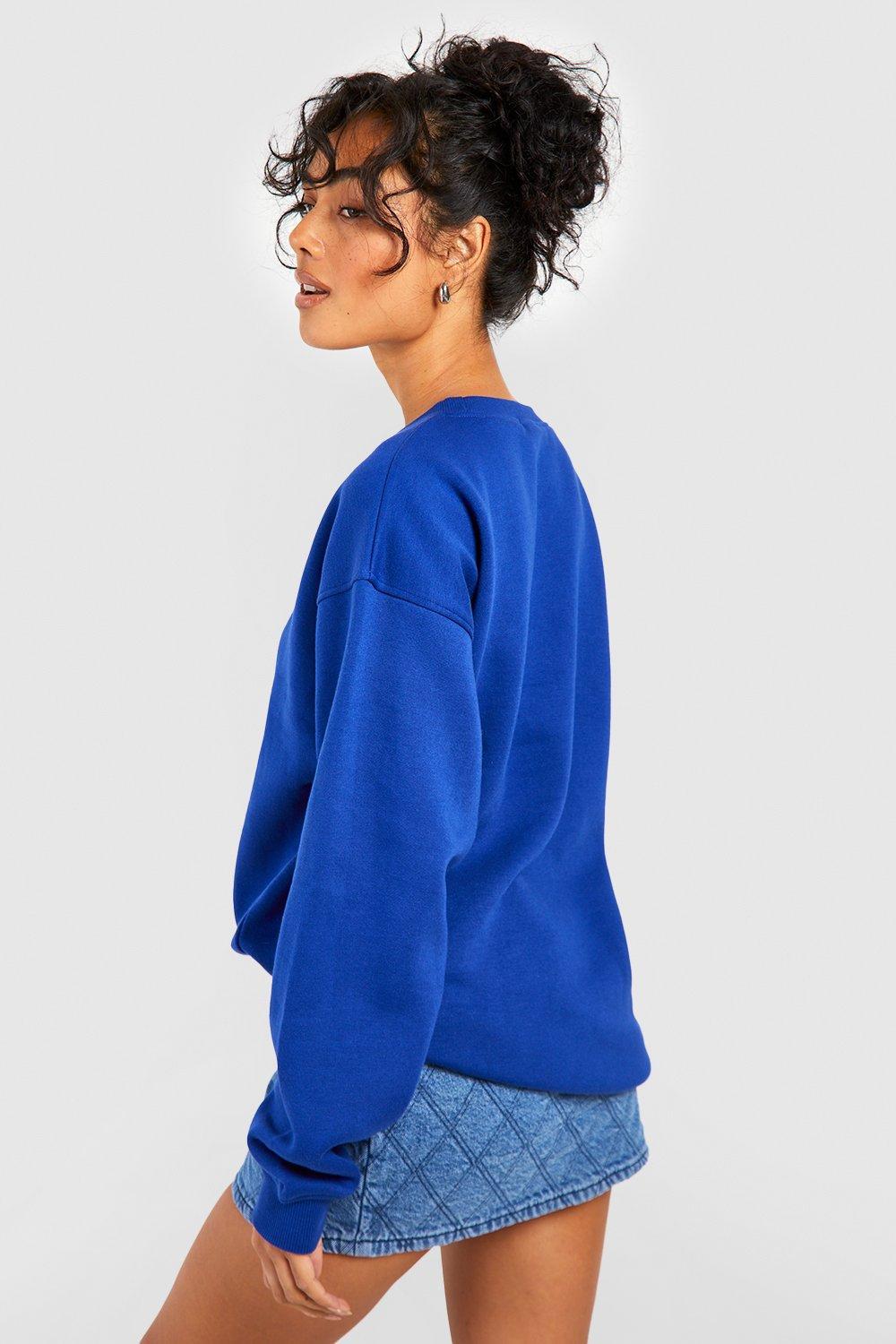 Boohoo Tall Manhattan Slogan Sweatshirt in Blue | Lyst