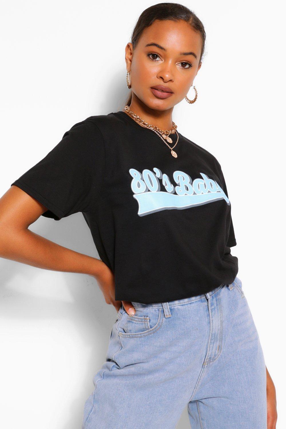 Boohoo Black 80's Baby Slogan T-shirt - Lyst