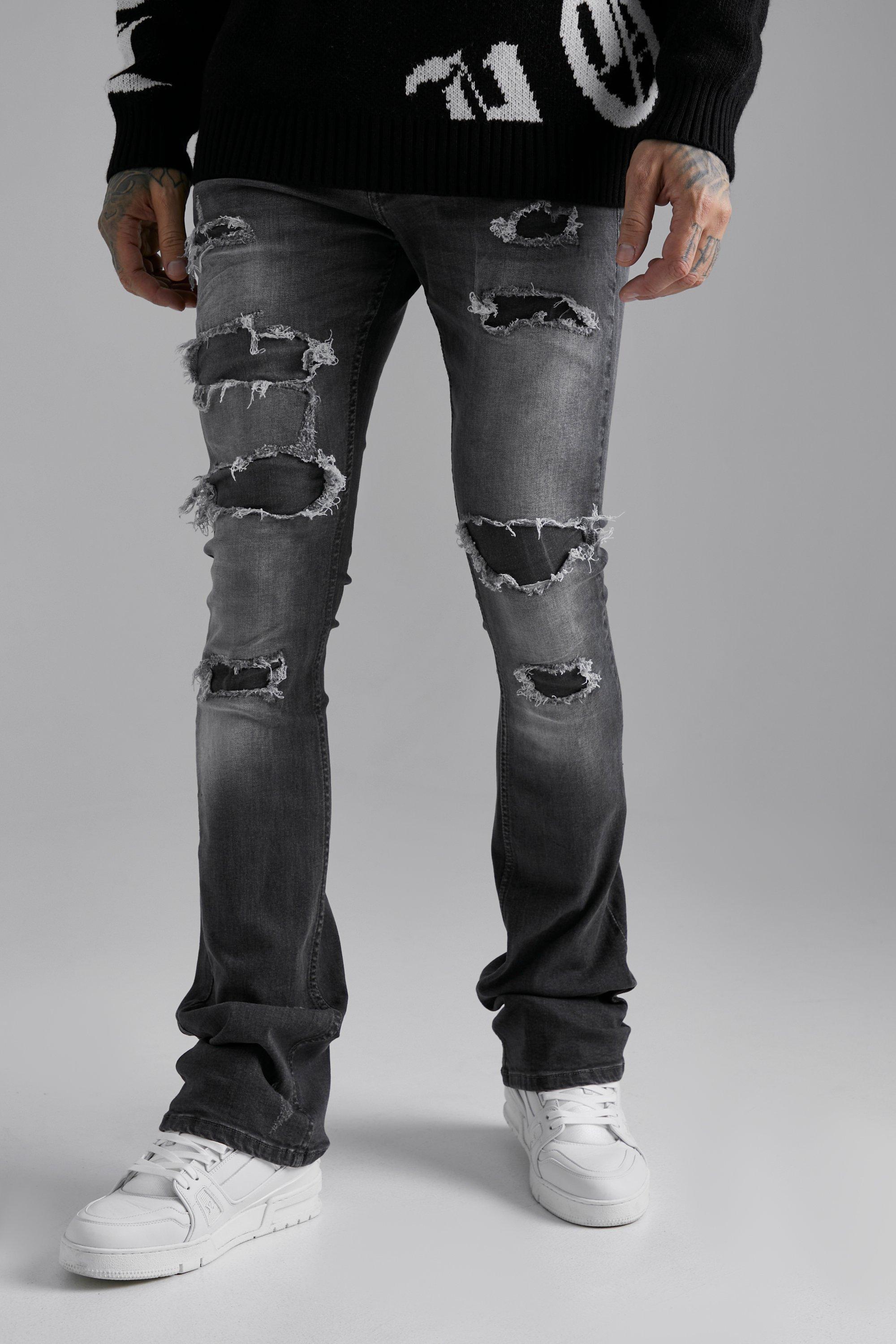stang stadig forbruge BoohooMAN Skinny Stacked Distressed Ripped Jeans in Black for Men | Lyst