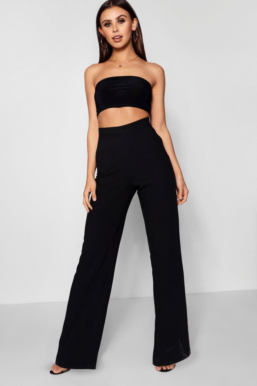 high waisted black straight leg pants
