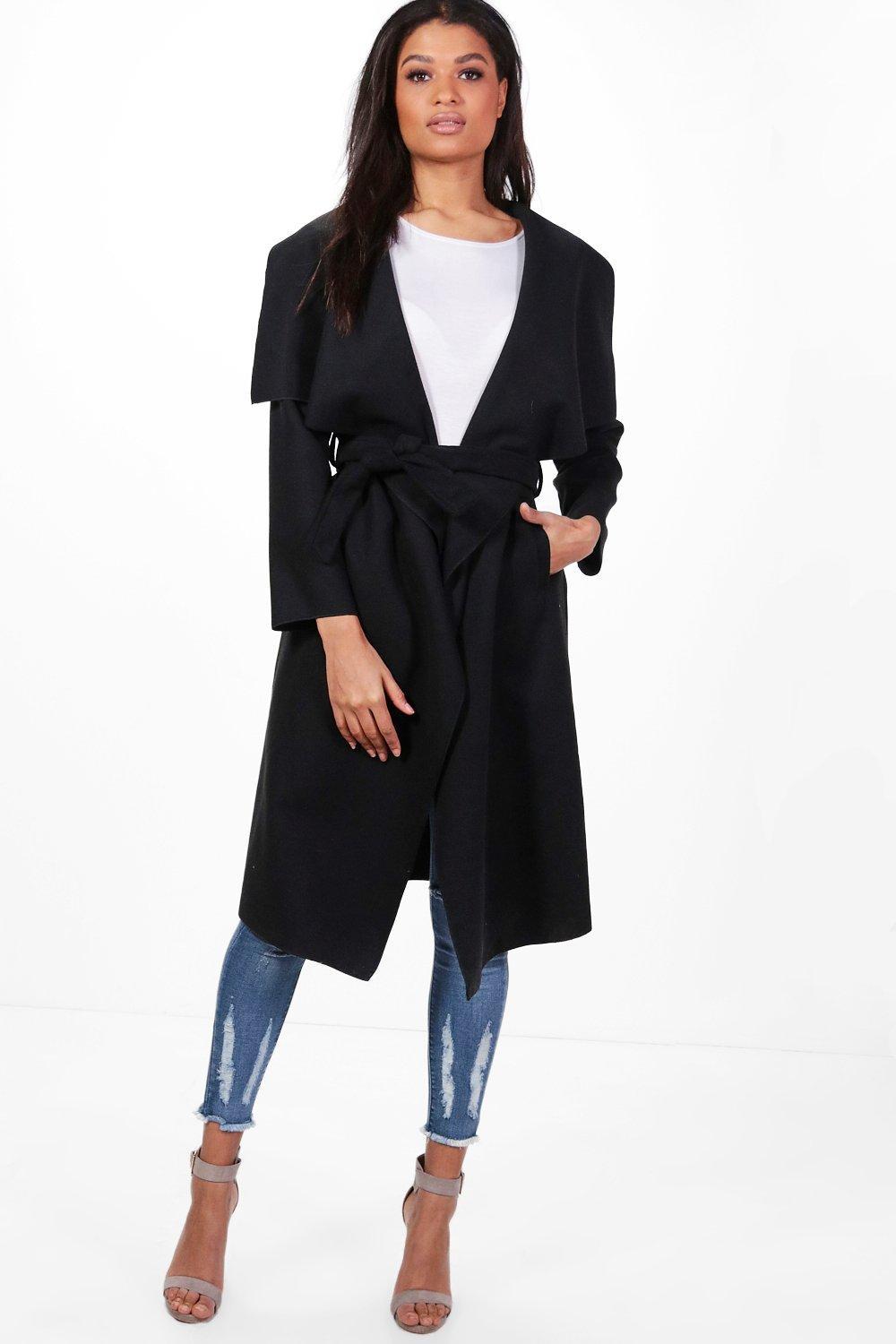 black waterfall coat