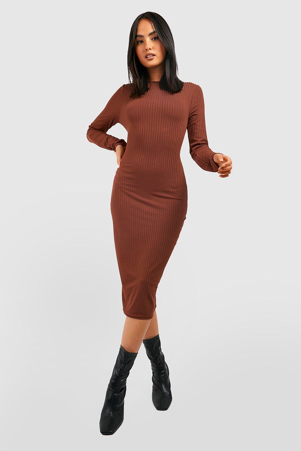 basic rib crew bodycon dress