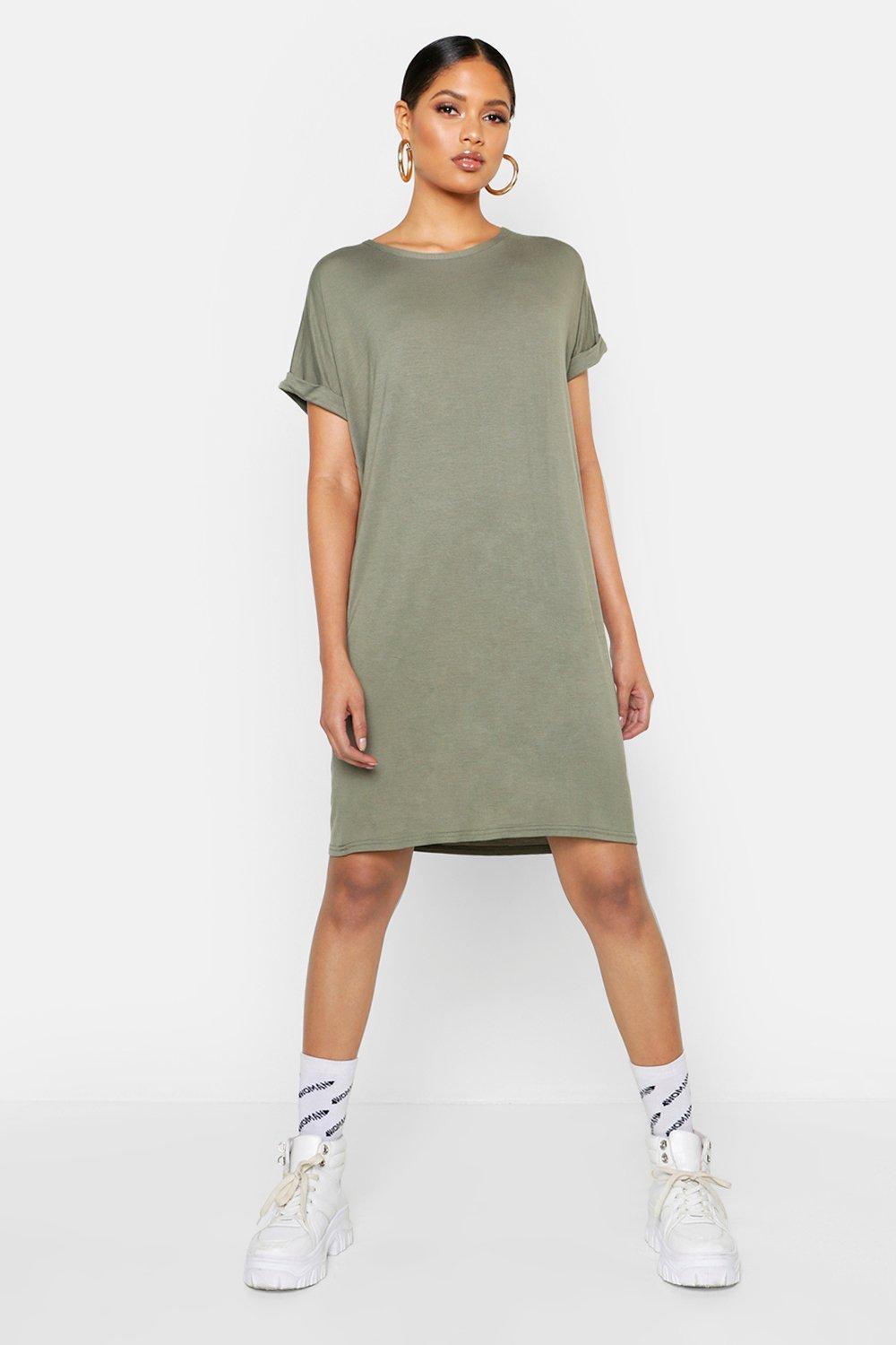 khaki green t shirt dress