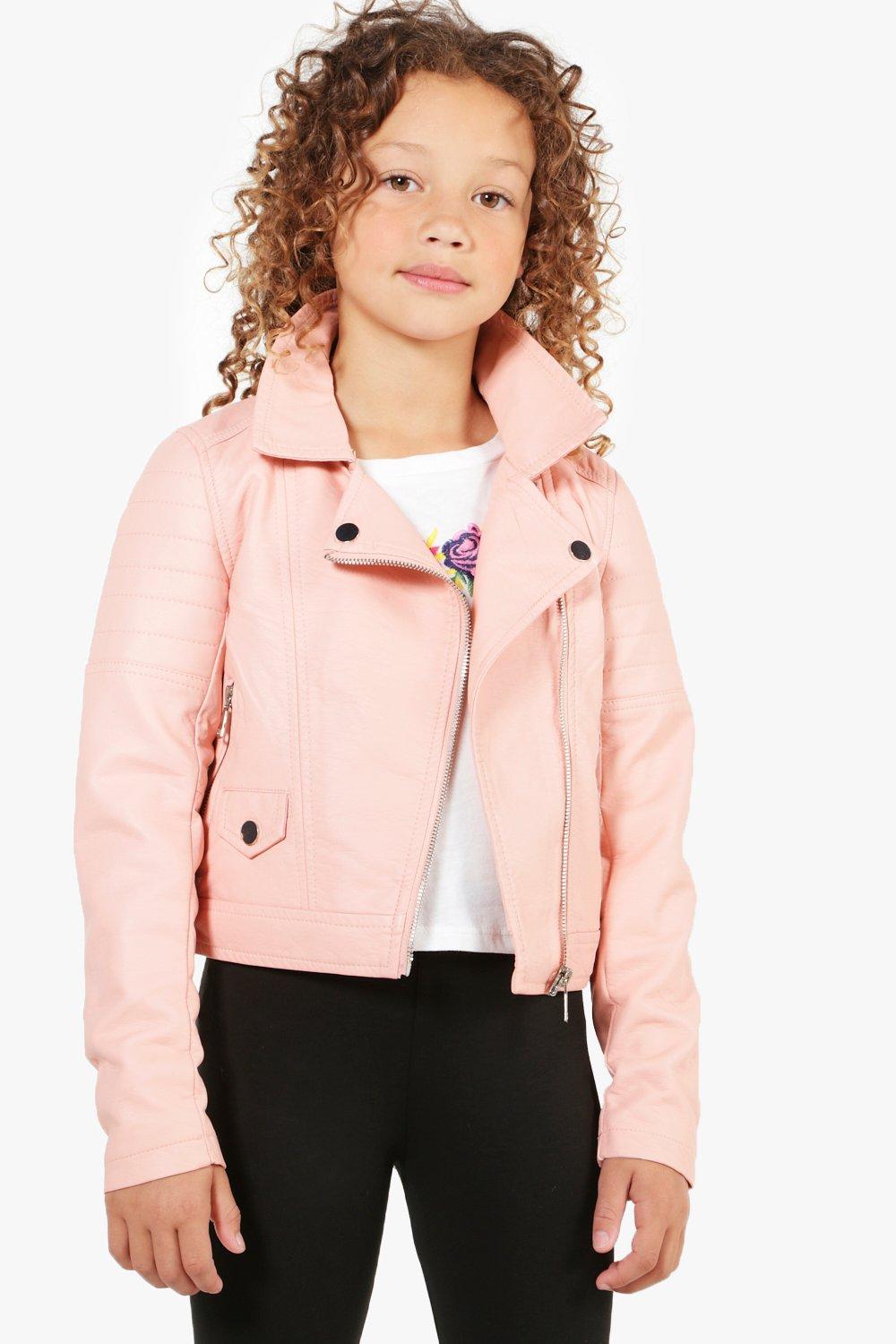 girls pink leather jacket