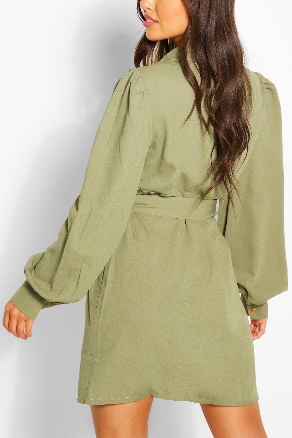 boohoo green shirt dress