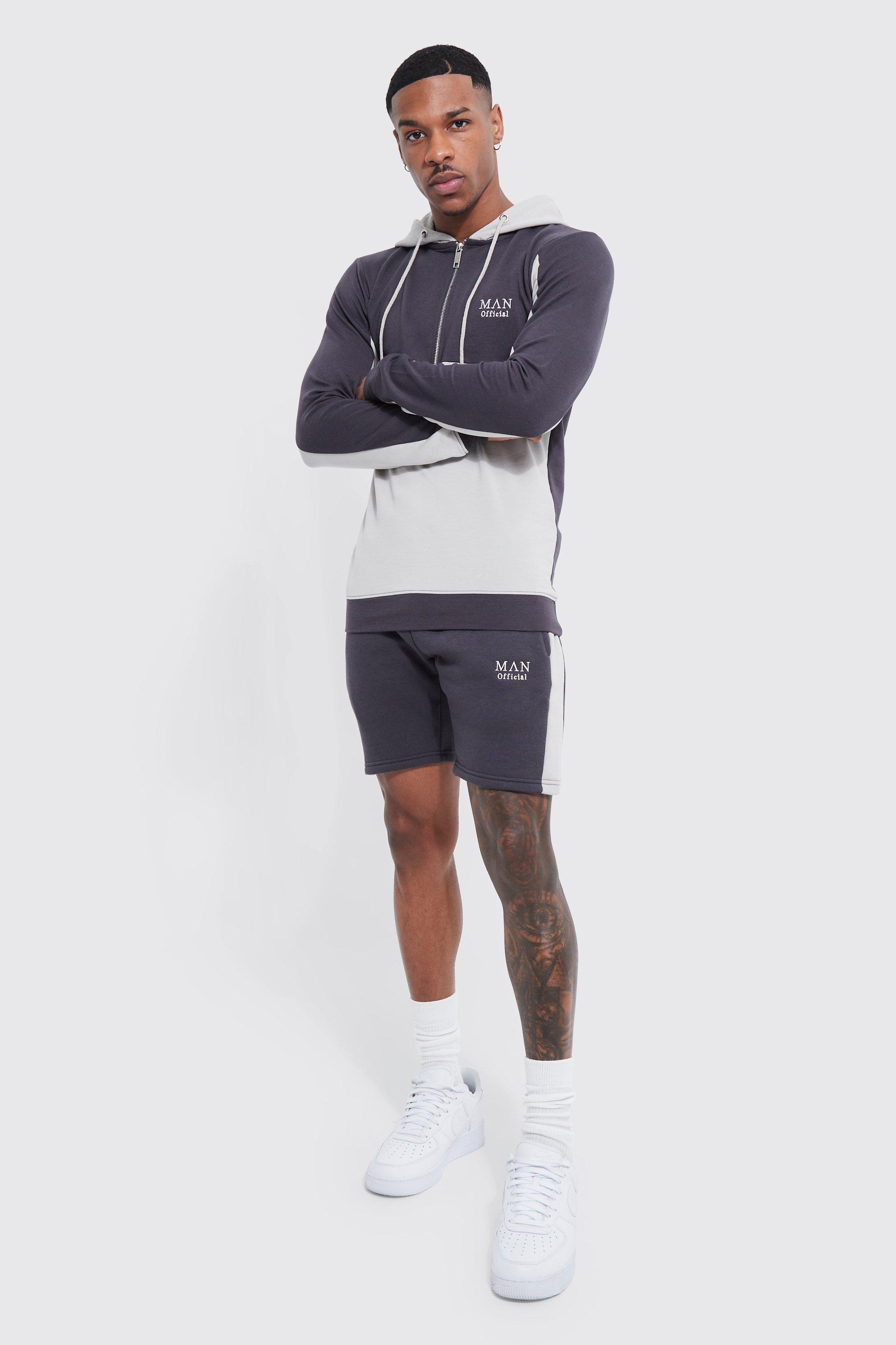 Boohoo Man Gold Muscle Fit Panelled Hooded Tracksuit in Blue | Lyst