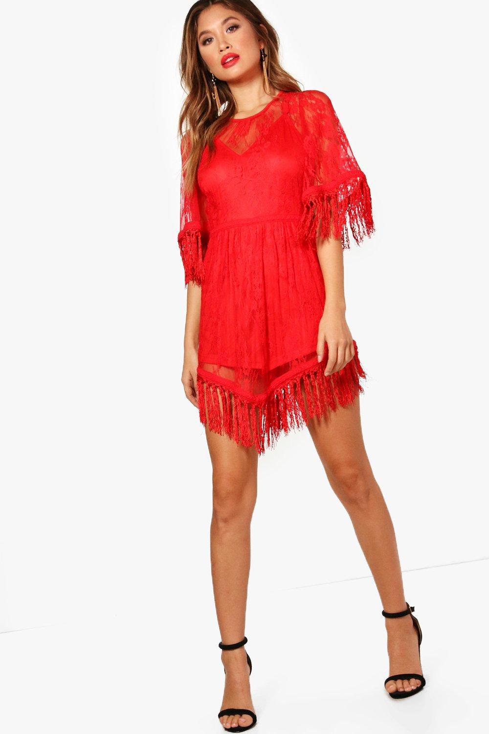 boohoo tassel playsuit