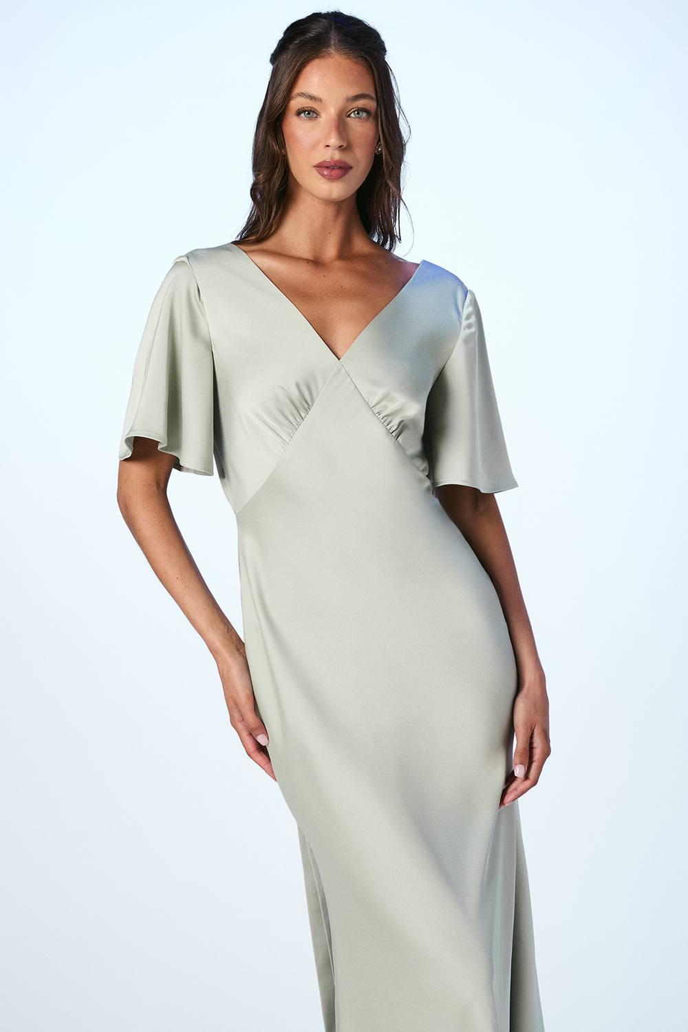 satin back crepe bridesmaid dresses Crepe Back Satin One Shoulder Long Dress In Blue Cloud main image 0