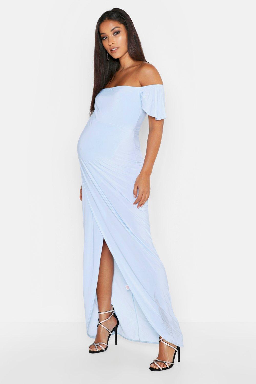 pastel blue wrap dress