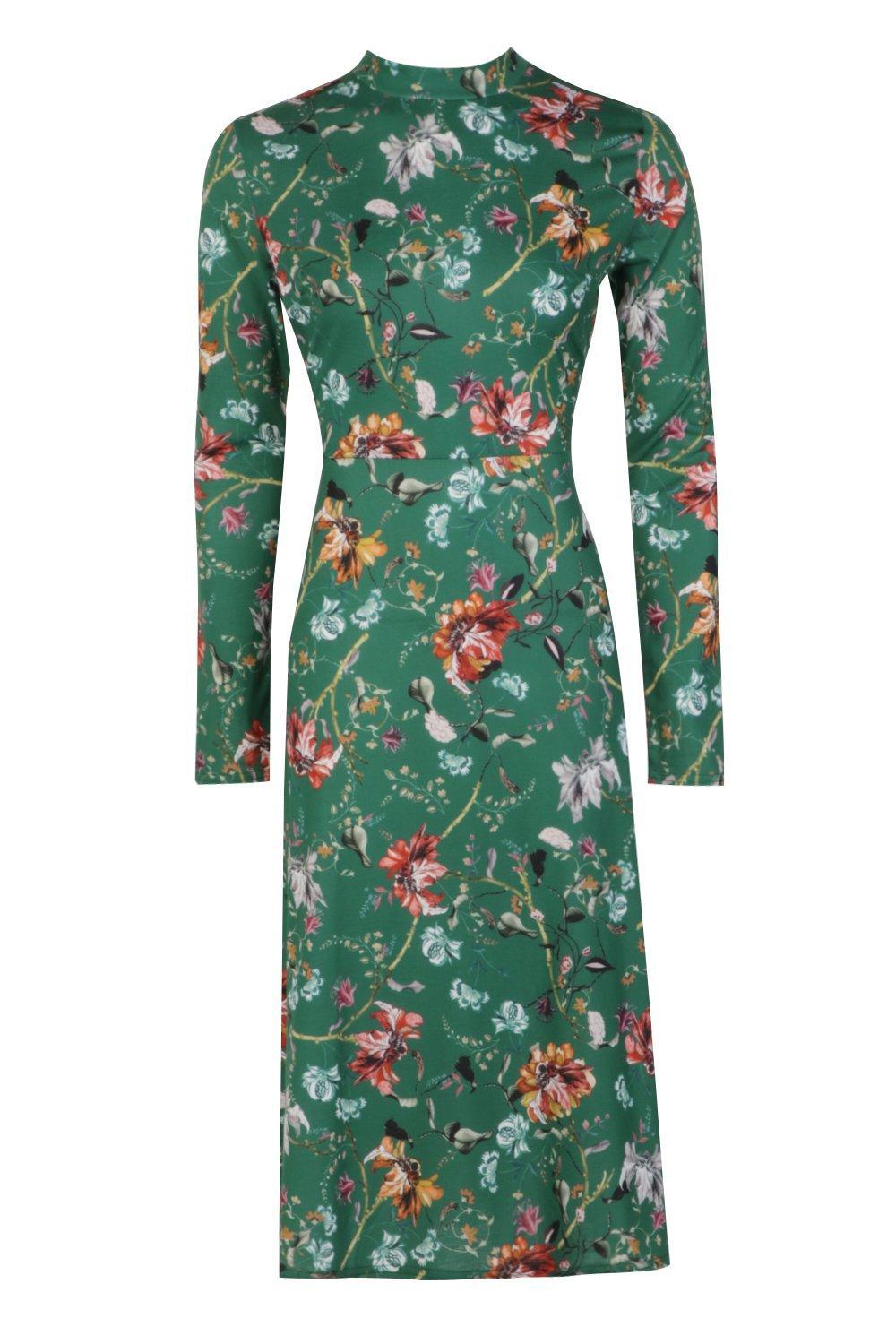bottle green skater dress