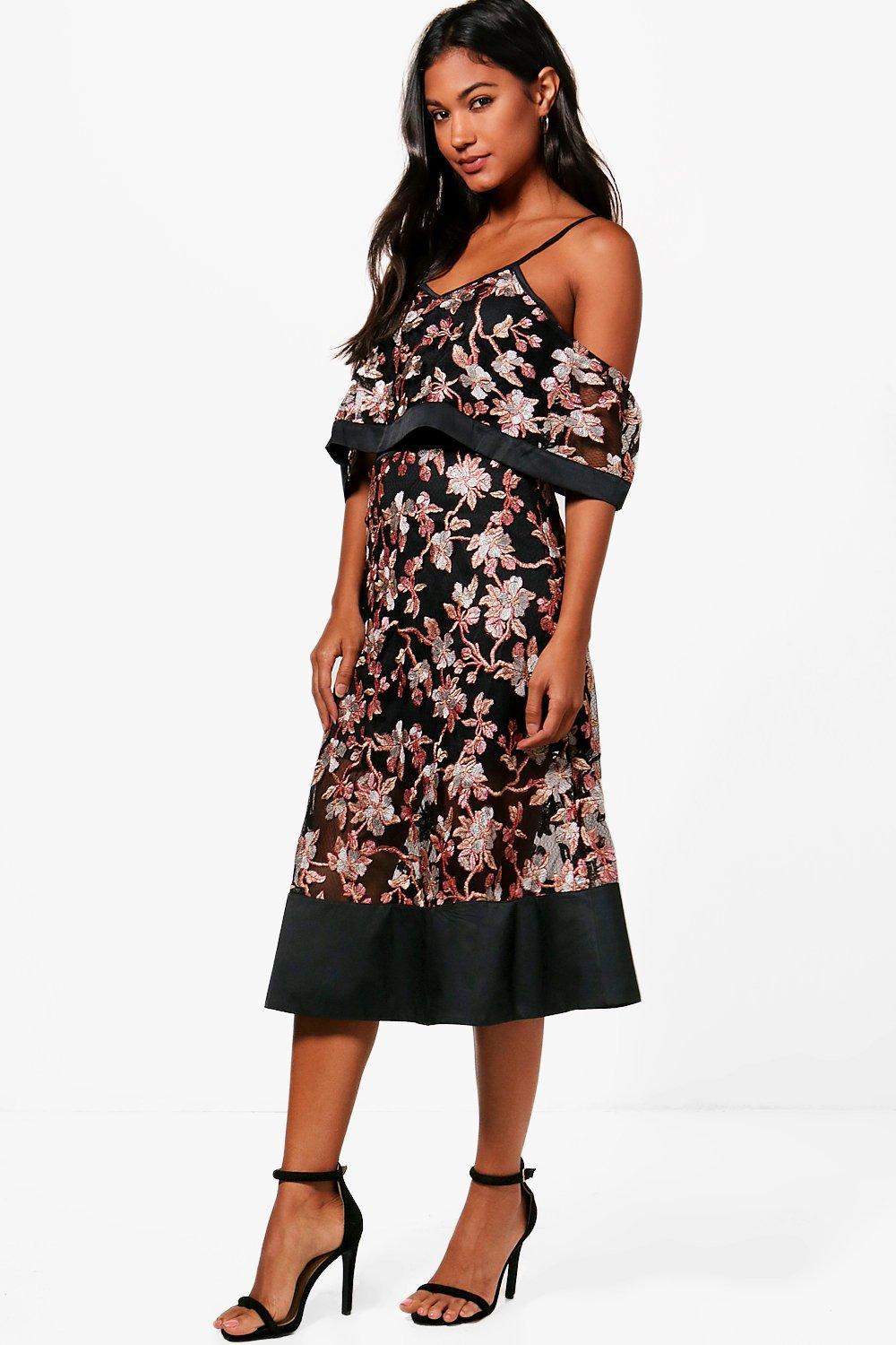 frill top midi dress
