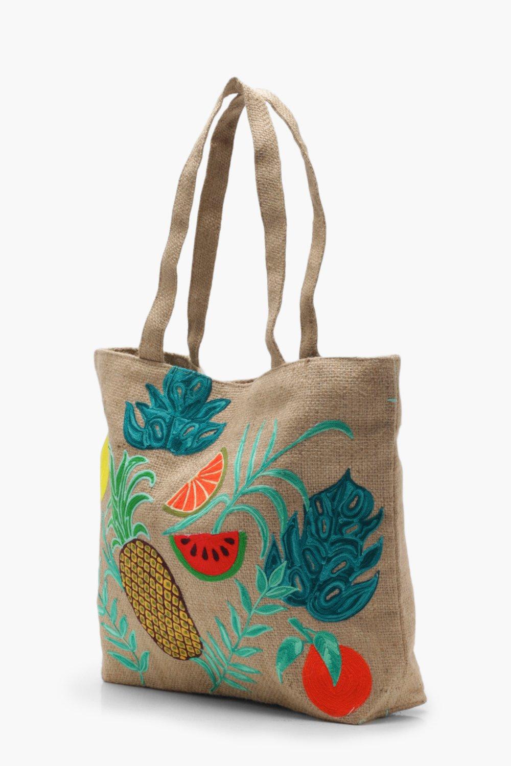 embroidered beach bag