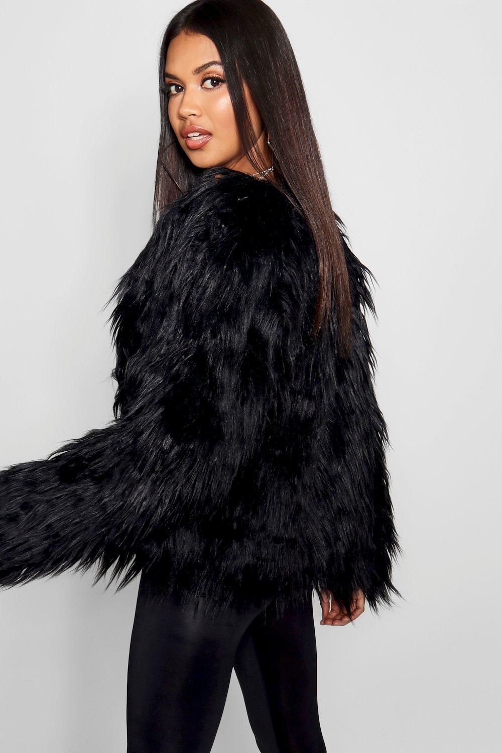black shaggy coat