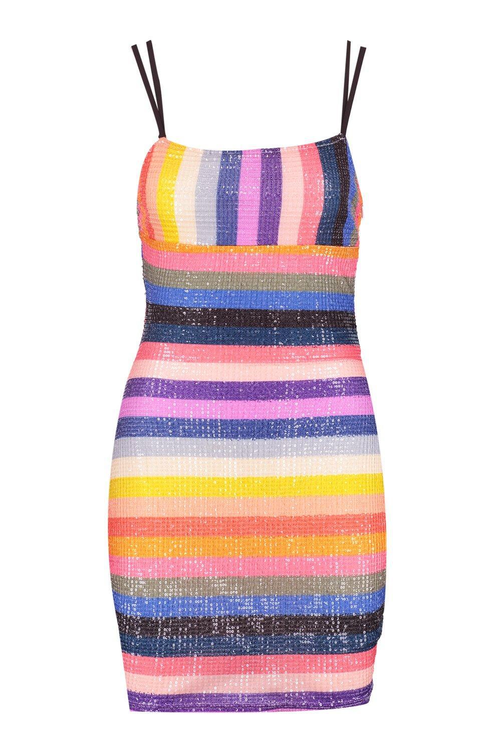 boohoo rainbow sequin dress