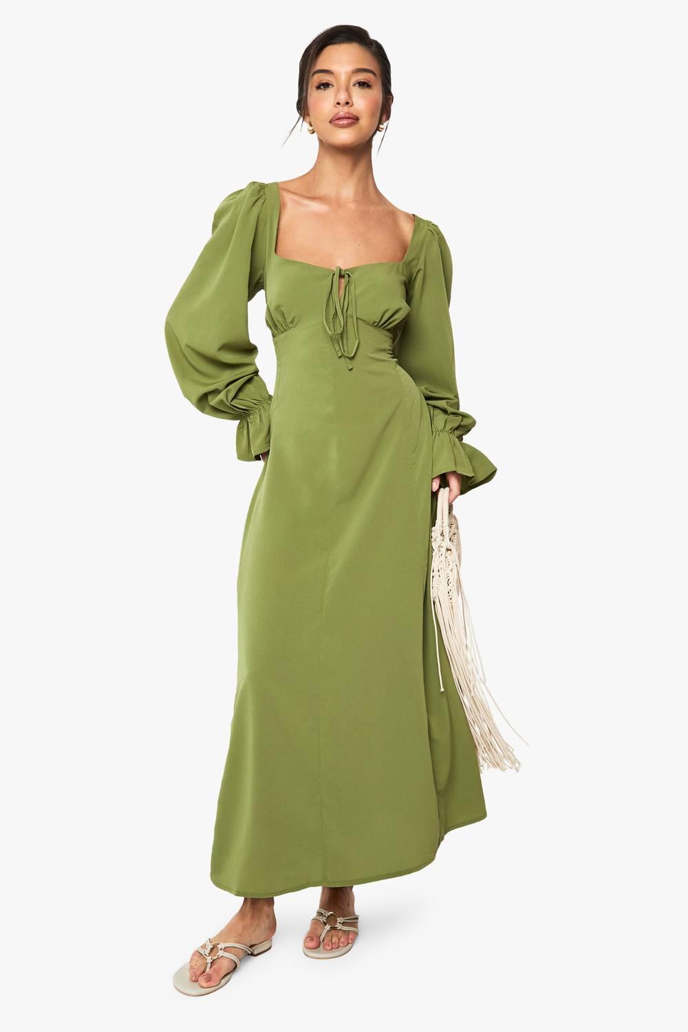 green milkmaid dress Milk Maid Dress for Women, Milkmaid Dress Women, Summer Puff Sleeve Floral Split Maxi Dress Boho Casual Beach Dress (#4,XXL) at Amazon Women's Clothing store
