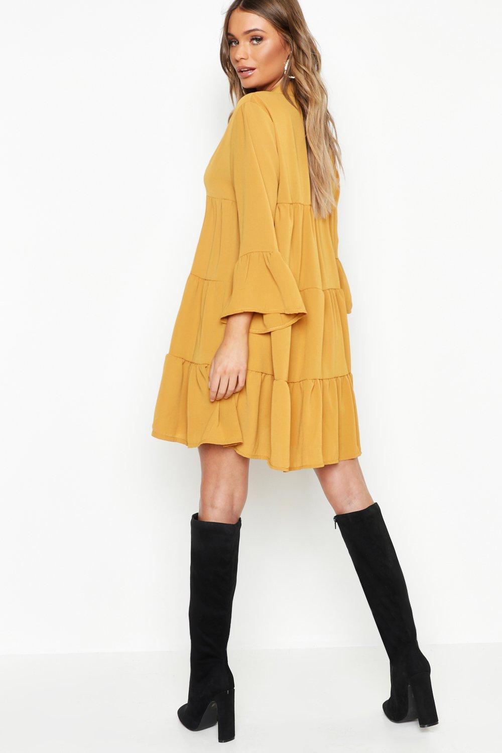 Green Animal Print Smock Tiered Mini Dress | Gini London | SilkFred
