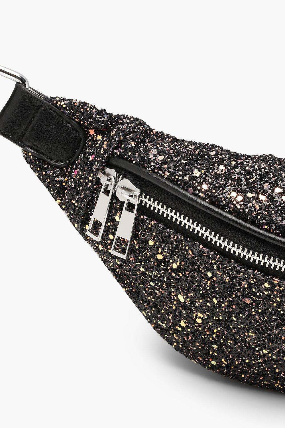 black glitter bum bag
