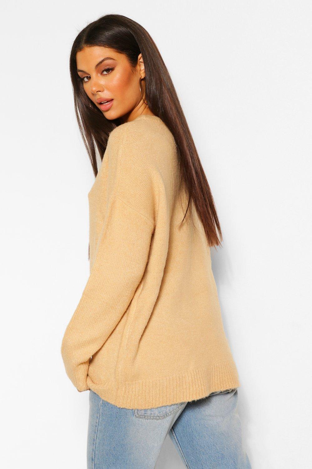 beige crew neck sweatshirt women's