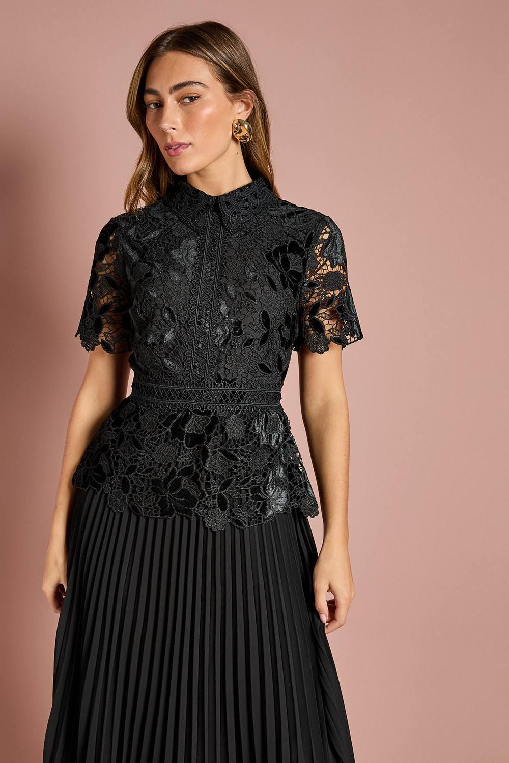 coast black lace dress Black Coast V Neck Lace Long Sleeve Maxi Dress