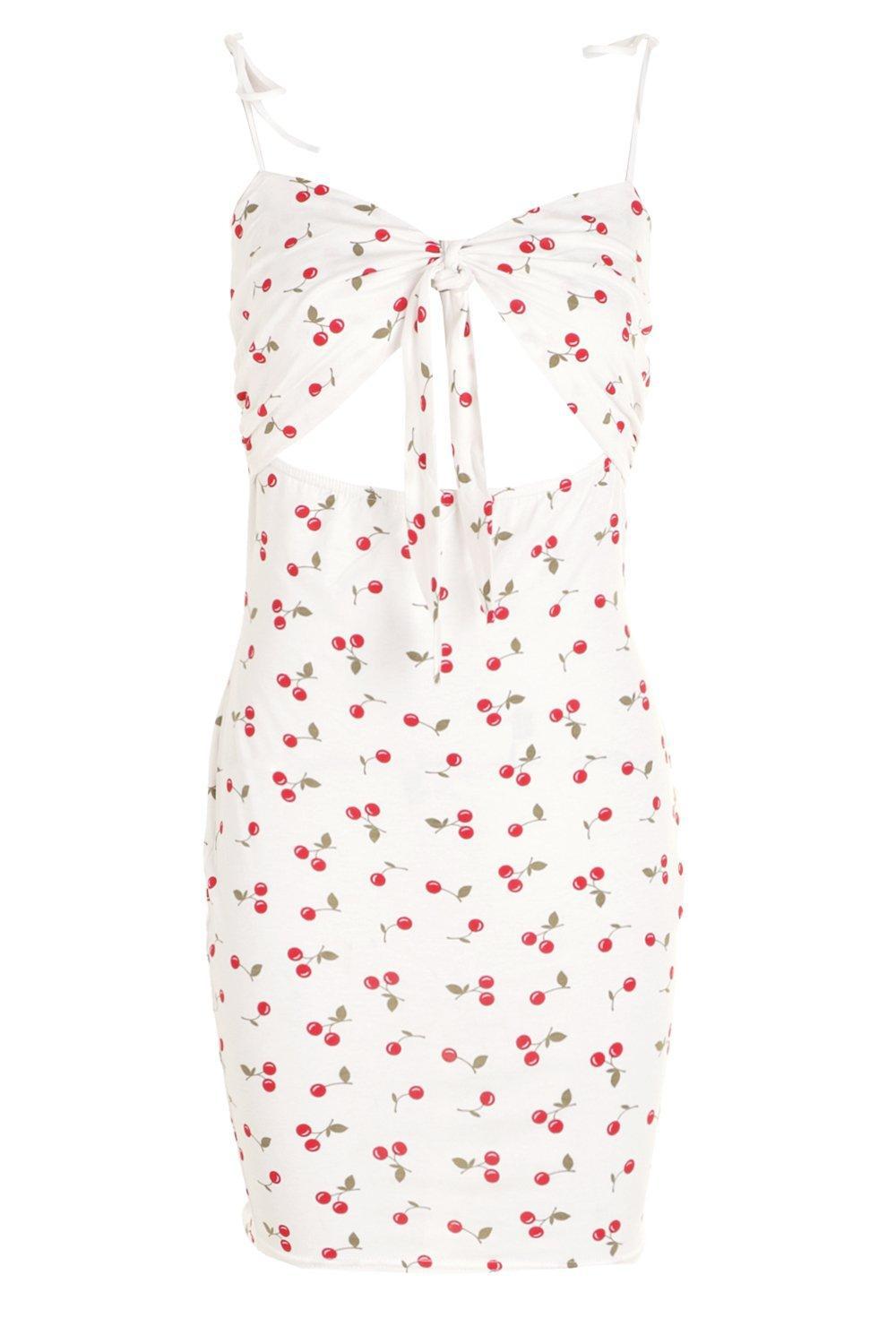 cherry print bodycon dress